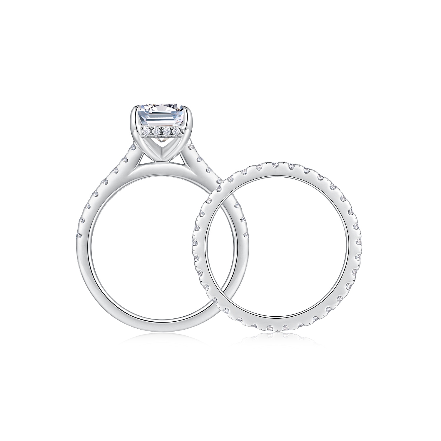 Octagonal Moissanite Double Rings Set With Top-quality Moissanite Luxury, Fashionable And