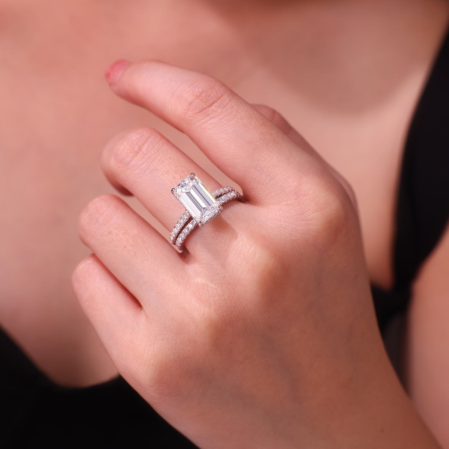 Octagonal Moissanite Double Rings Set With Top-quality Moissanite Luxury, Fashionable And