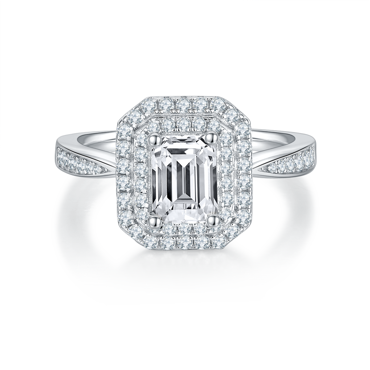 Octagonal Moissanite Set With Top-quality Moissanite Luxury And Fashionable Light Luxury
