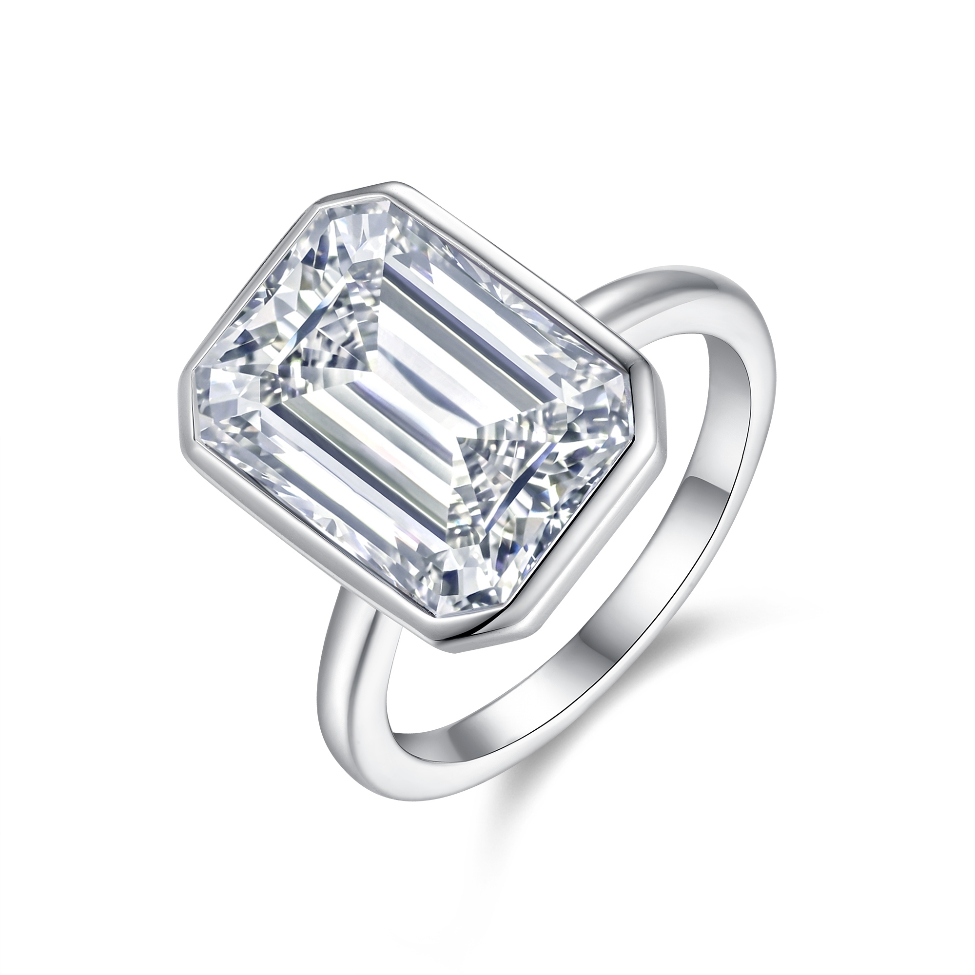 Octagonal Moissanite Set With Top-quality Moissanite Luxury And Fashionable Light Luxury