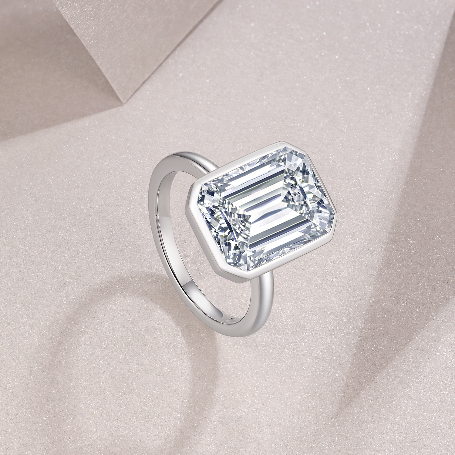 Octagonal Moissanite Set With Top-quality Moissanite Luxury And Fashionable Light Luxury