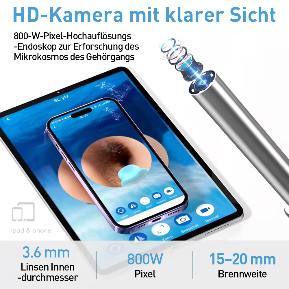 Ohrenschmalz Entferner Otoskop WiFi Ohrenreiniger Kamera -IPhone IPad Android
