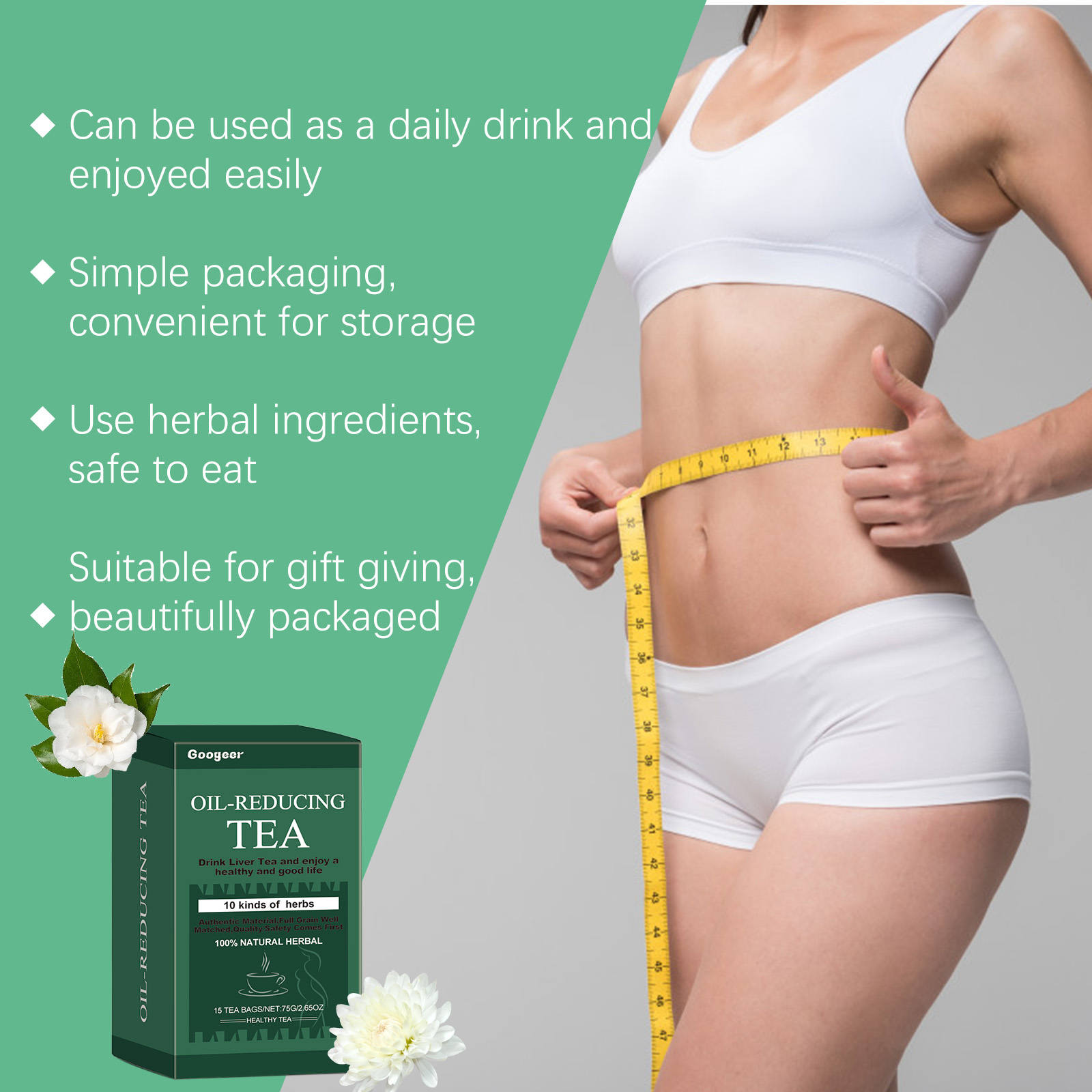 Oil Reducing Herbal Tea, Natural Botanical Tea With Gardenia, Chrysanthemum & Honeysuckle