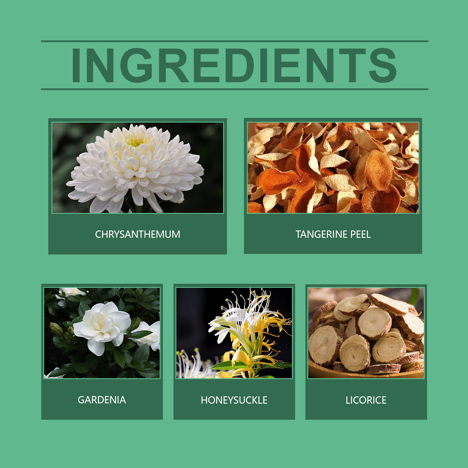 Oil Reducing Herbal Tea, Natural Botanical Tea With Gardenia, Chrysanthemum & Honeysuckle
