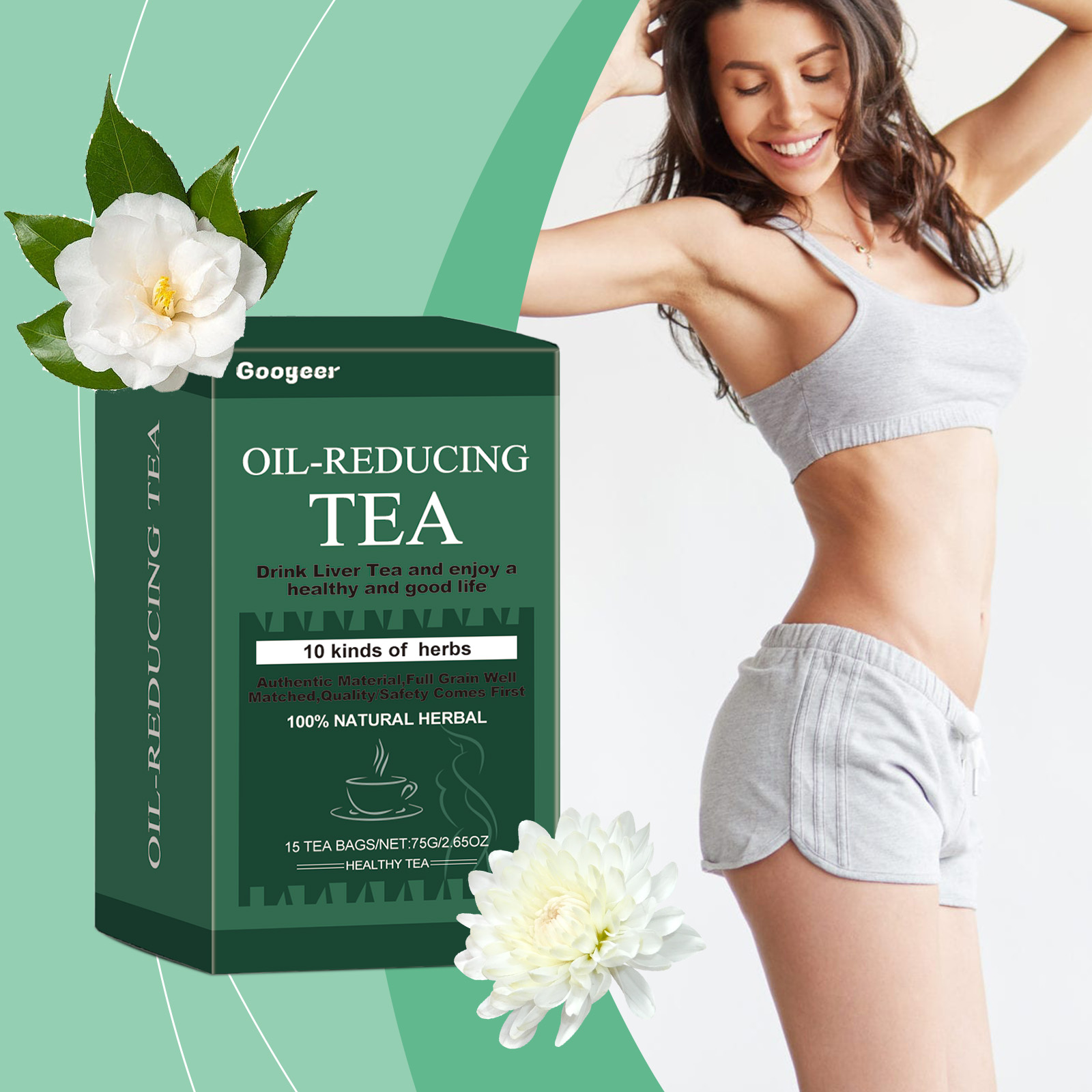 Oil Reducing Herbal Tea, Natural Botanical Tea With Gardenia, Chrysanthemum & Honeysuckle