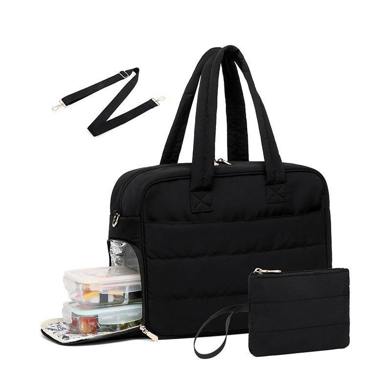 Padded Quilted Travel Tote Bag With Compartments