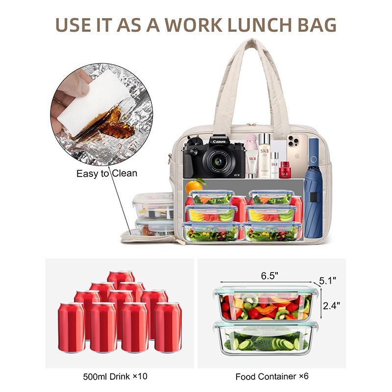 Padded Quilted Travel Tote Bag With Compartments