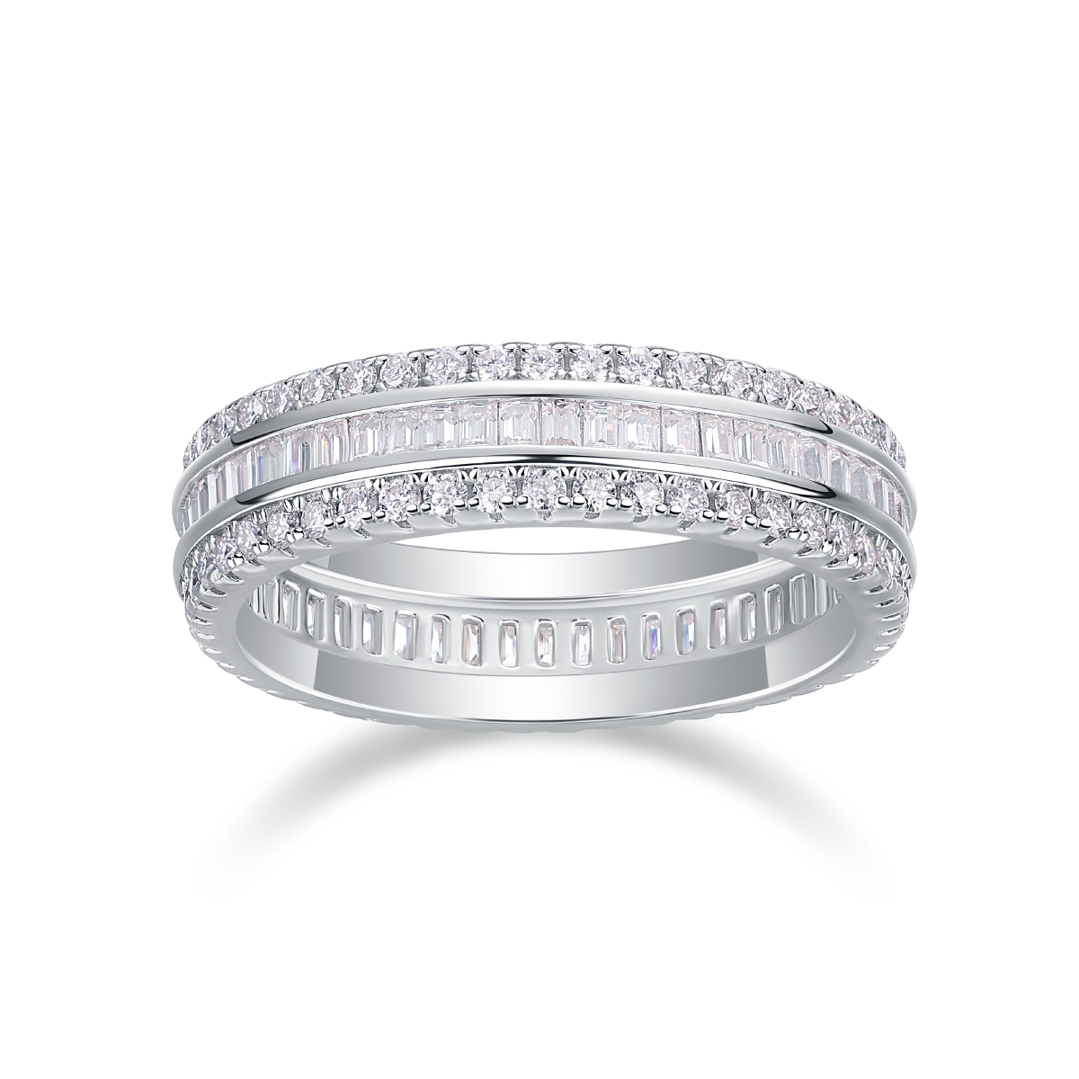 Parallel Universe - A Wedding Ring Set With Top-quality Moissanite Silver And
