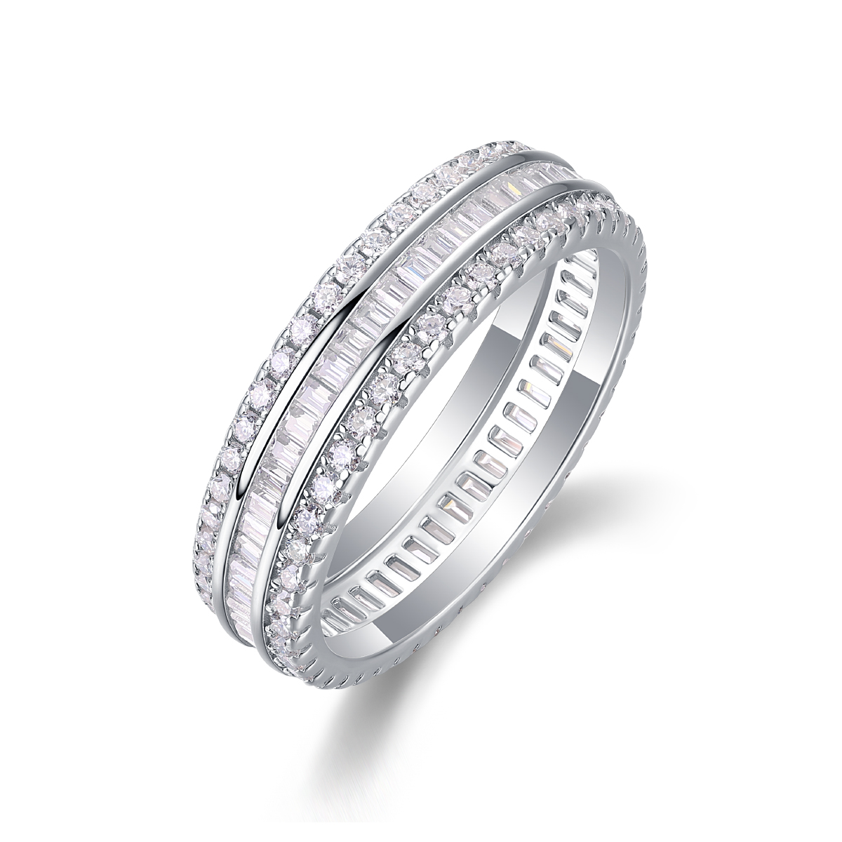 Parallel Universe - A Wedding Ring Set With Top-quality Moissanite Silver And