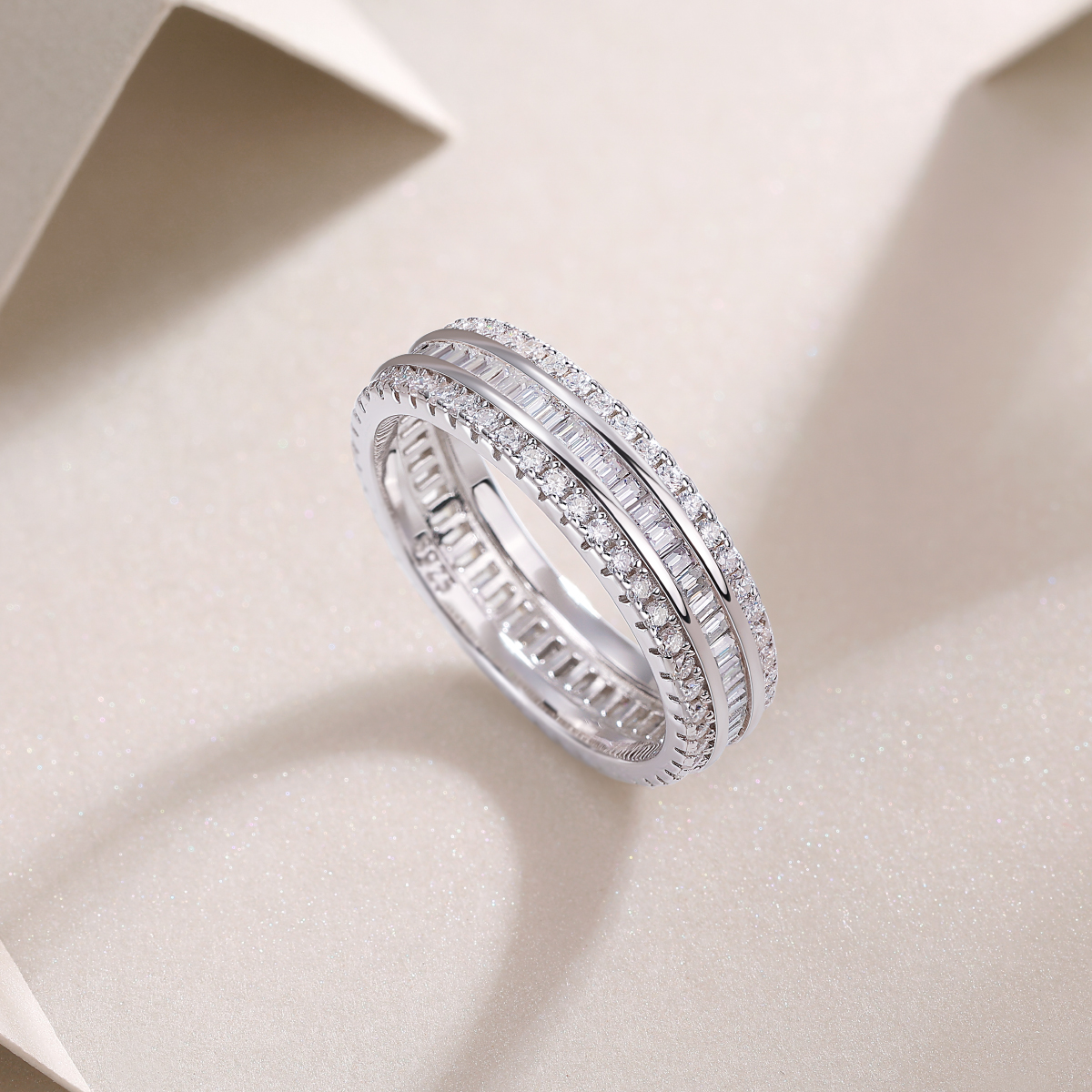 Parallel Universe - A Wedding Ring Set With Top-quality Moissanite Silver And
