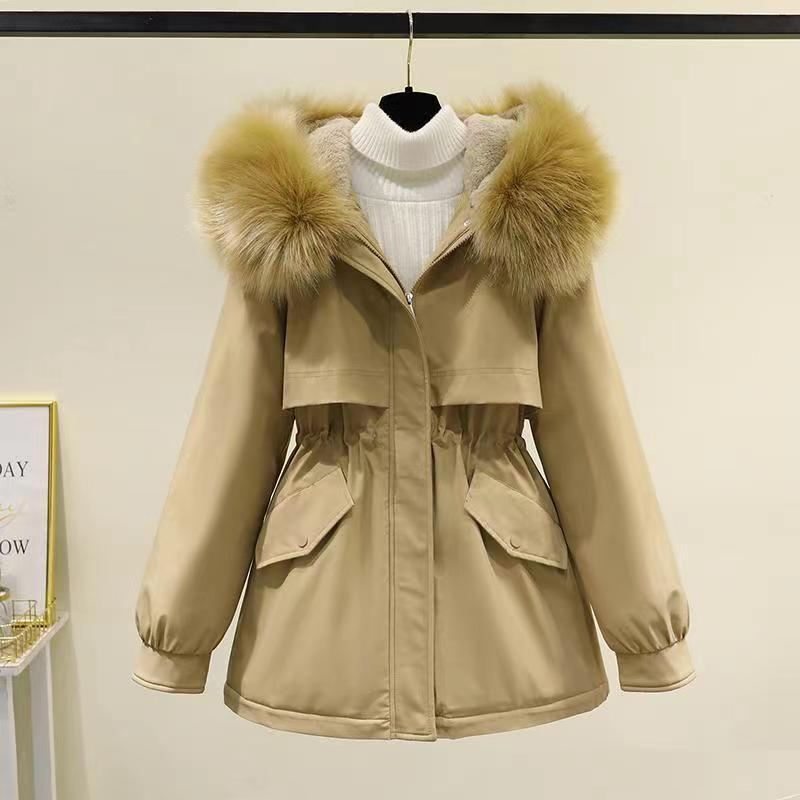 Parka Women's Mid-length New Winter Loose Plush Thickened Cotton Coat Stylish