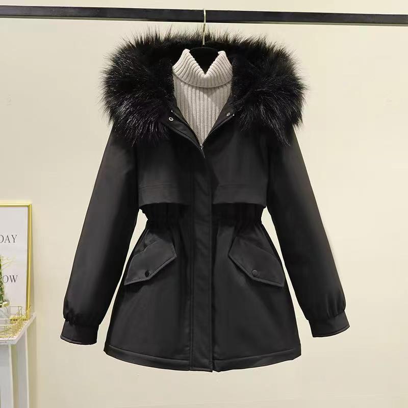 Parka Women's Mid-length New Winter Loose Plush Thickened Cotton Coat Stylish