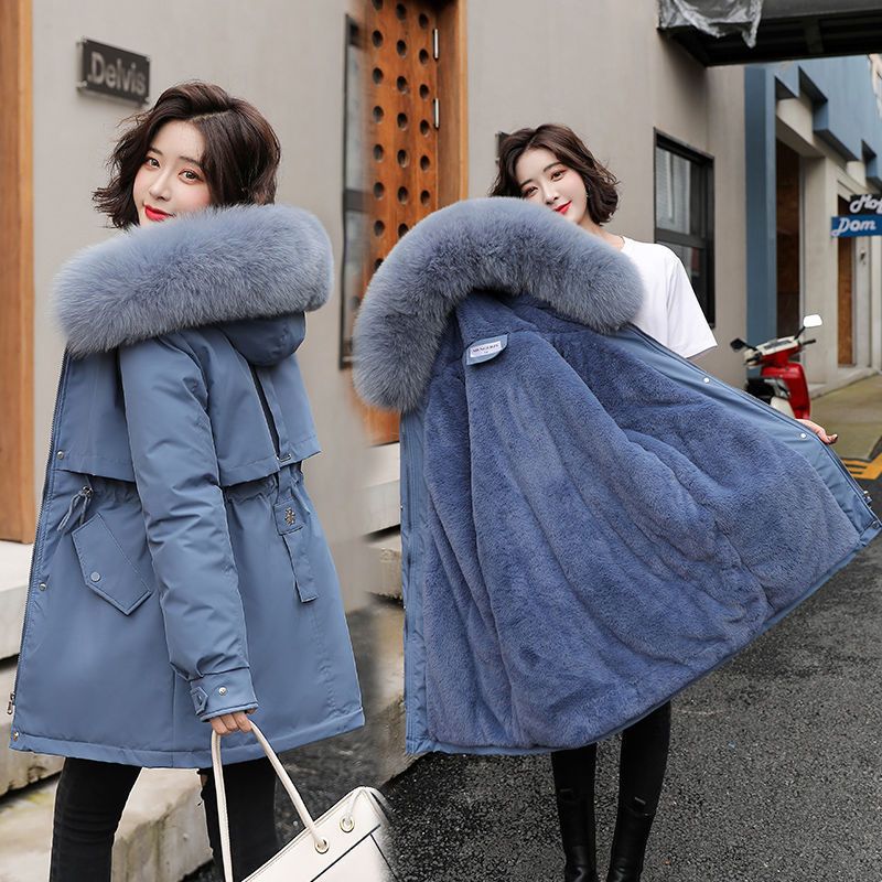 Parka Women's Mid-length New Winter Loose Plush Thickened Cotton Coat Stylish