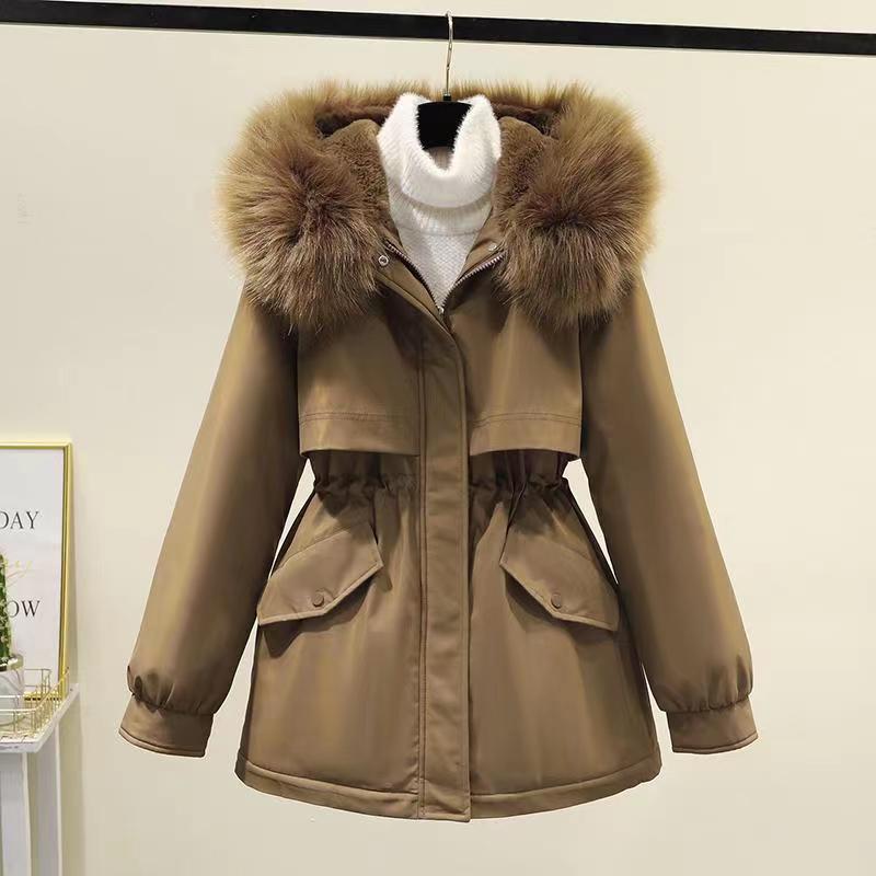 Parka Women's Mid-length New Winter Loose Plush Thickened Cotton Coat Stylish