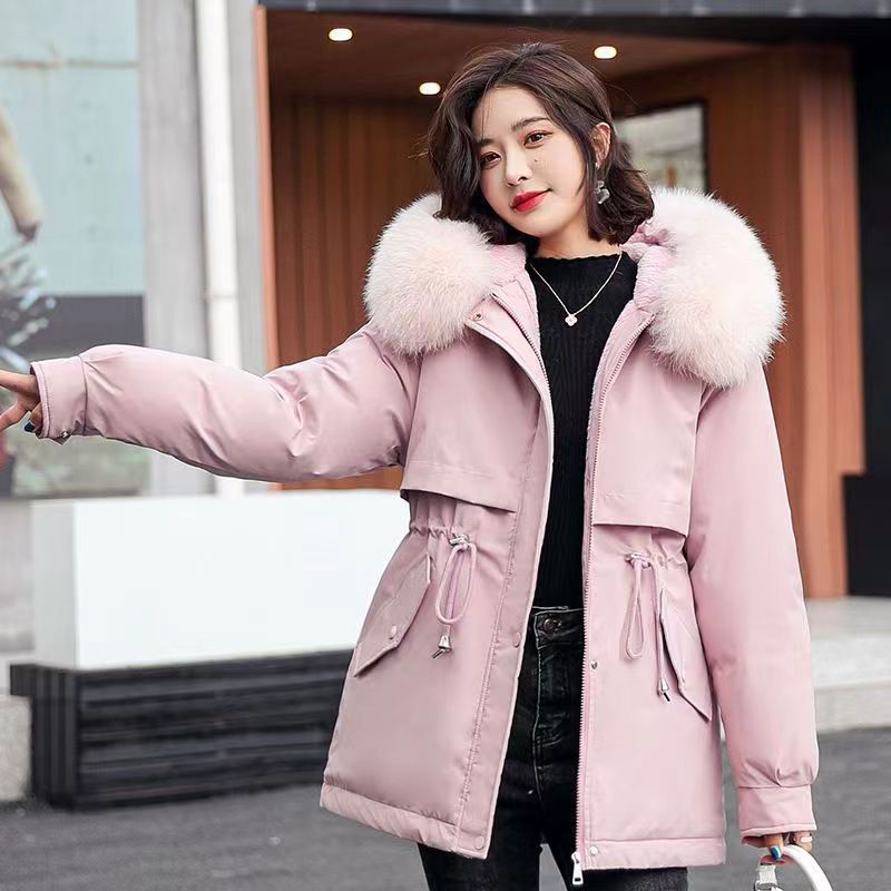 Parka Women's Mid-length New Winter Loose Plush Thickened Cotton Coat Stylish
