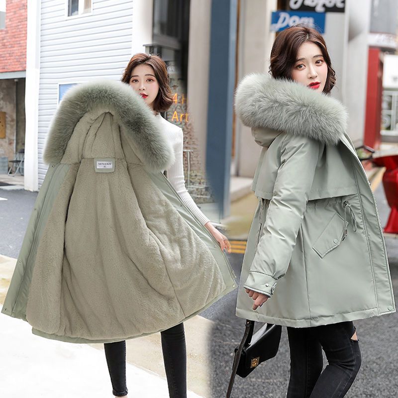 Parka Women's Mid-length New Winter Loose Plush Thickened Cotton Coat Stylish