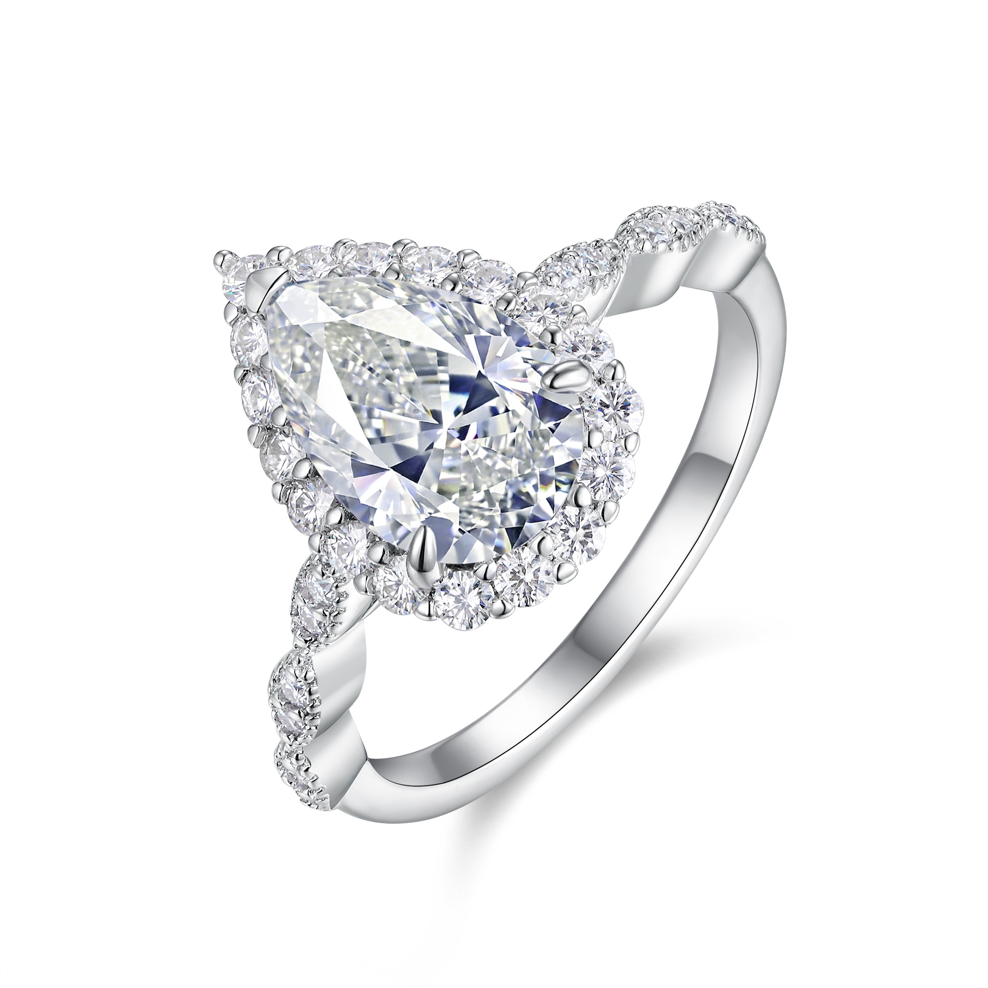 Pear-shaped Moissanite Set With Top-quality Moissanite Luxury And Fashionable Light Luxury