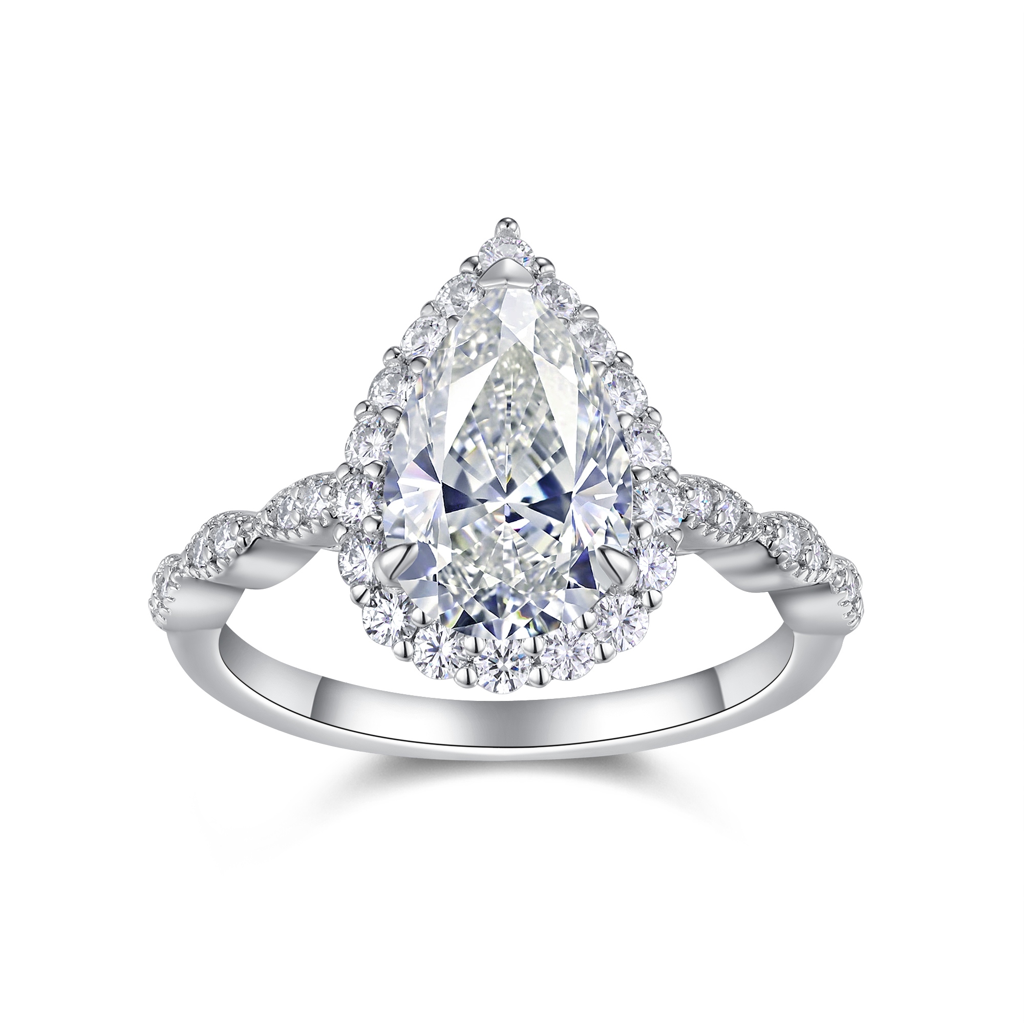 Pear-shaped Moissanite Set With Top-quality Moissanite Luxury And Fashionable Light Luxury