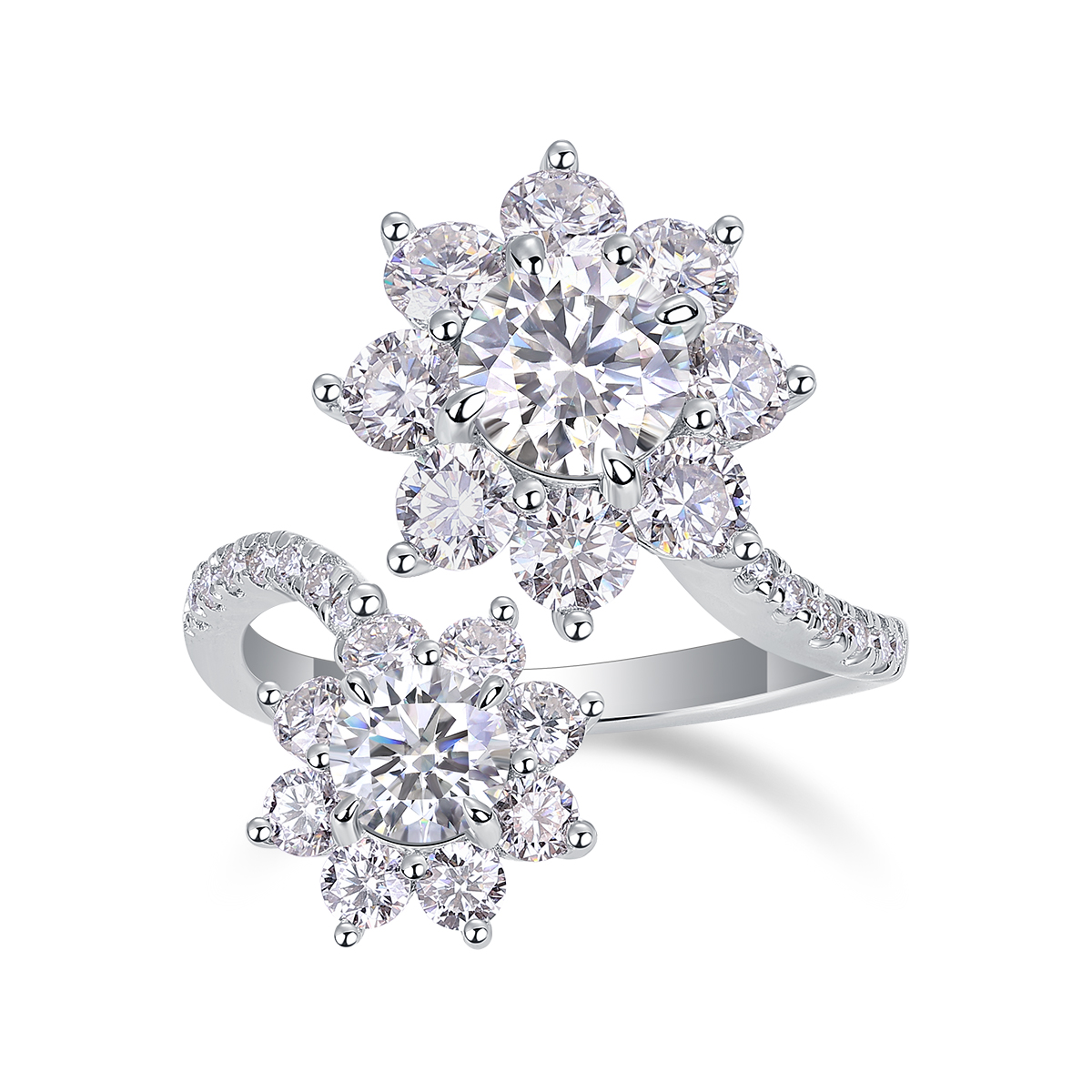 Petal Morning Dew - A Wedding Ring Set With Top-quality 1-carat Moissanite Silver And