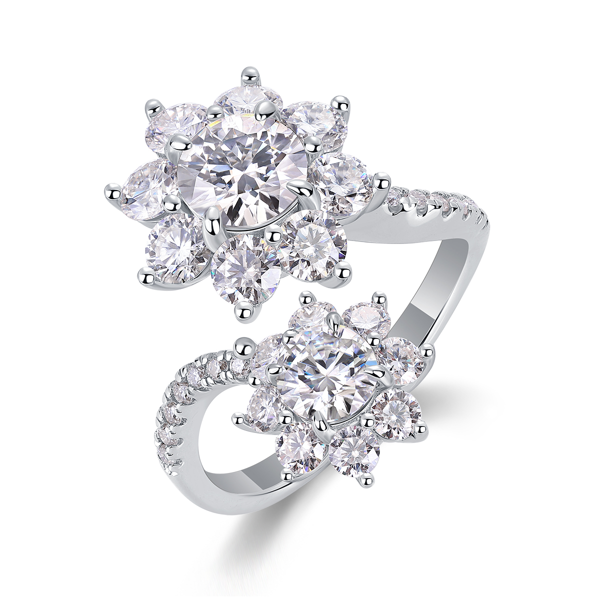 Petal Morning Dew - A Wedding Ring Set With Top-quality 1-carat Moissanite Silver And