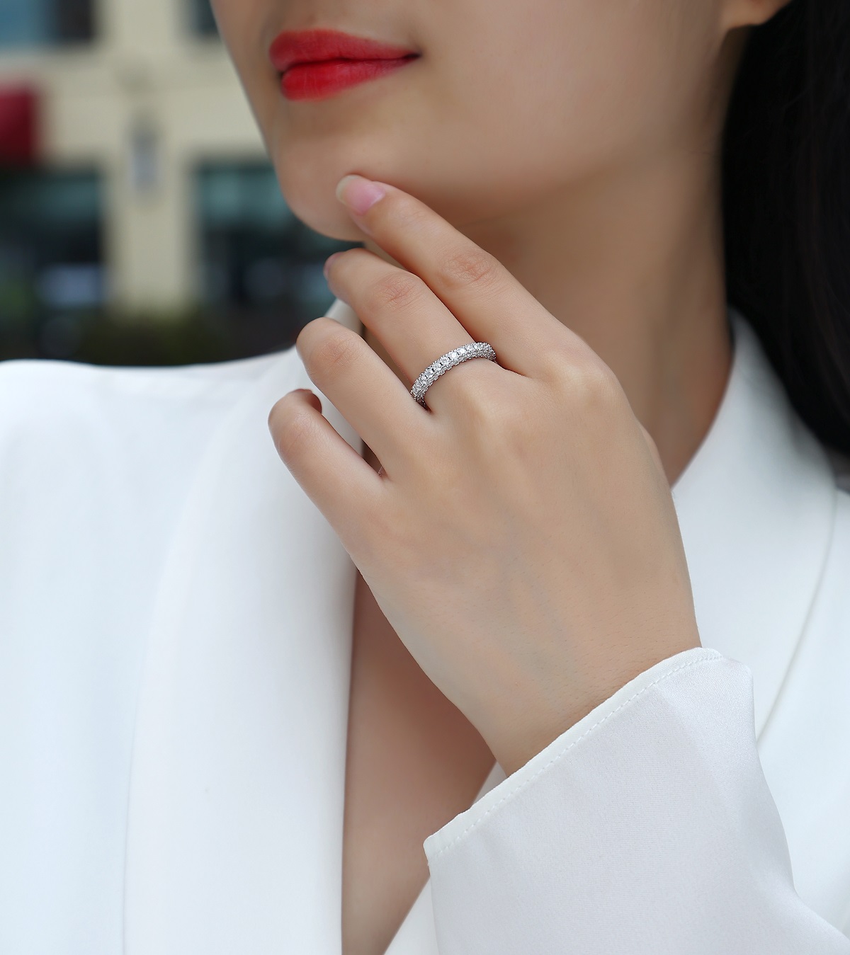 Pond Moonlight - A Wedding Ring Set With Top-quality Moissanite Silver And Platinum-plated