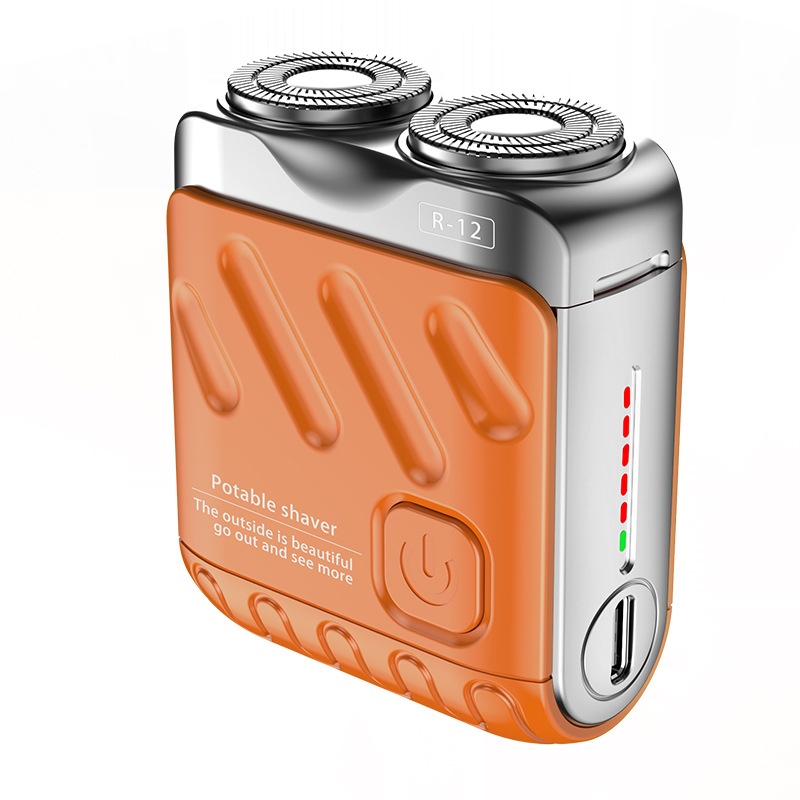 Tragbarer rotierender Dual-Ring-Elektrorasierer für Männer, Reise-Mini-Rasierer, doppelt schwimmender magnetischer Klingenkopf, wiederaufladbare Taschenrasierer