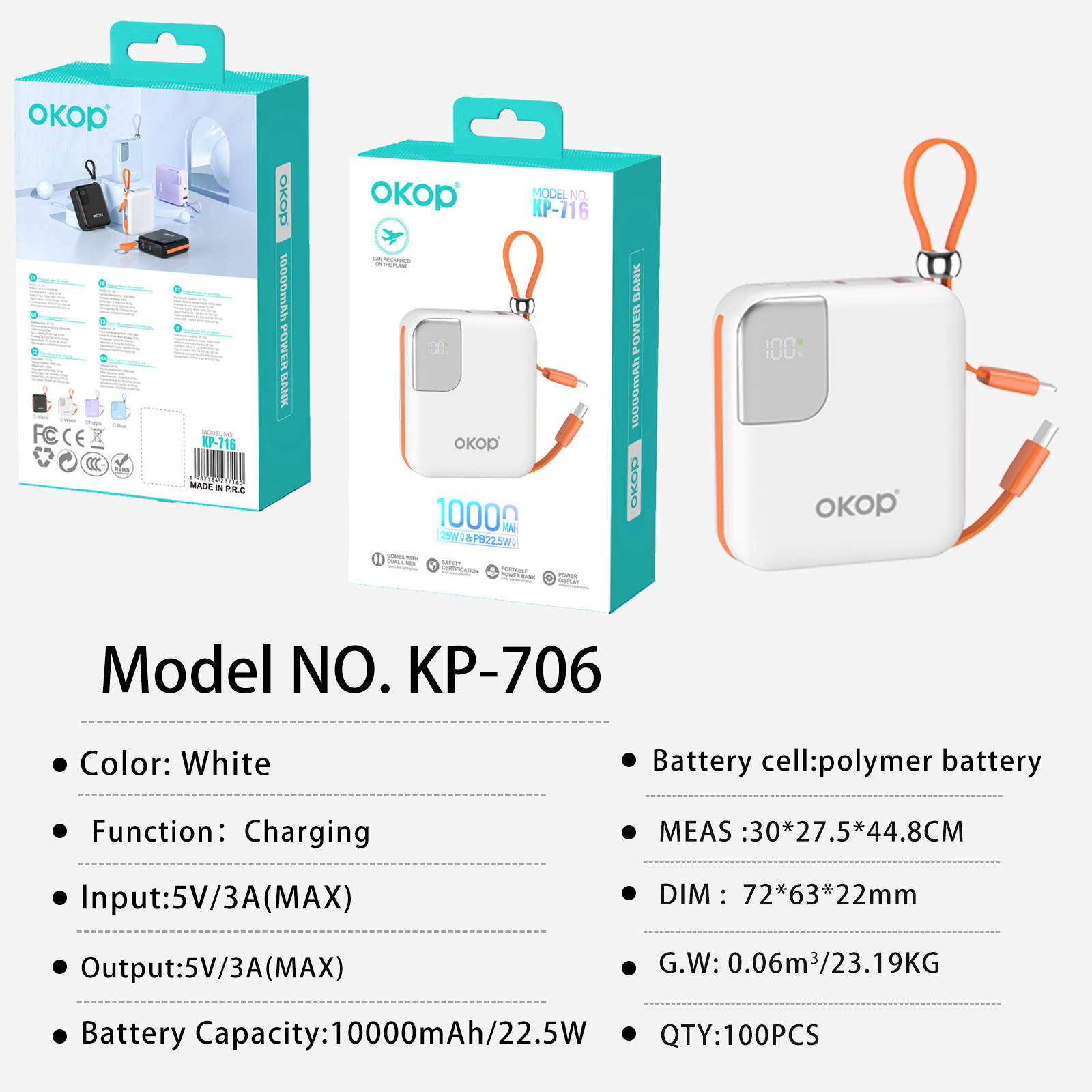 Power Bank 10,000mAh Fast Charging High Capacity Compact Portable Digital Battery Display