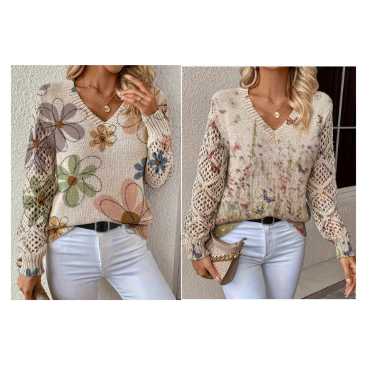 Printed Casual Cape Coat Cardigan Sweater