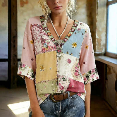 Printed Loose-Fit Short-Sleeve Casual All-Match Womens T-Shirt