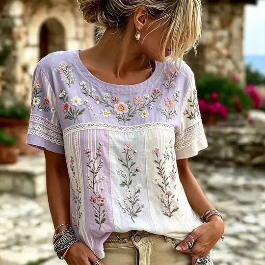 Printed Plus-Size Loose-Fit T-Shirt Top