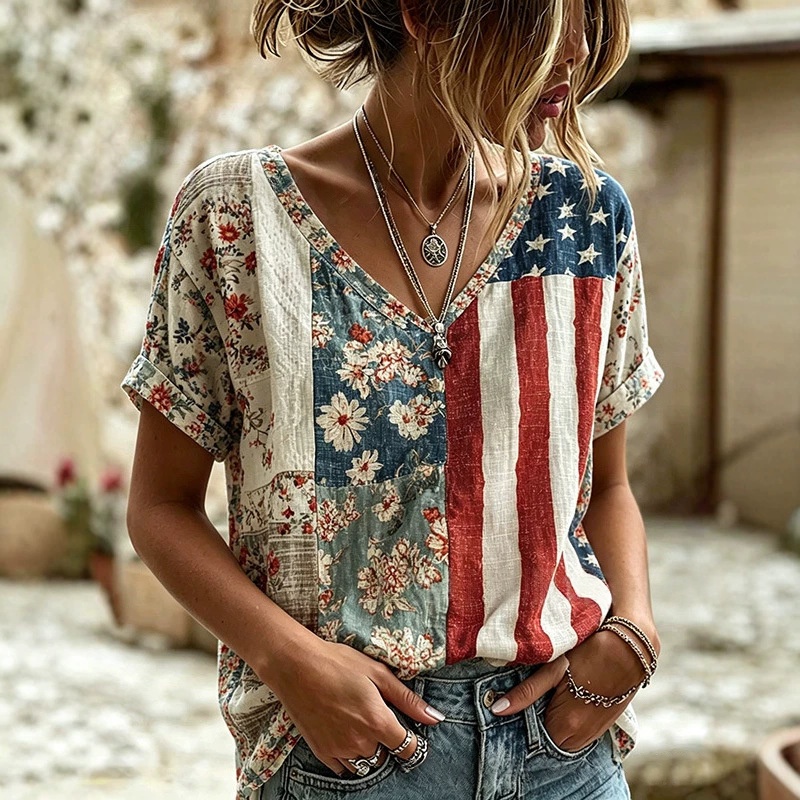 Printed Short-sleeve T-shirt Fashionable Top