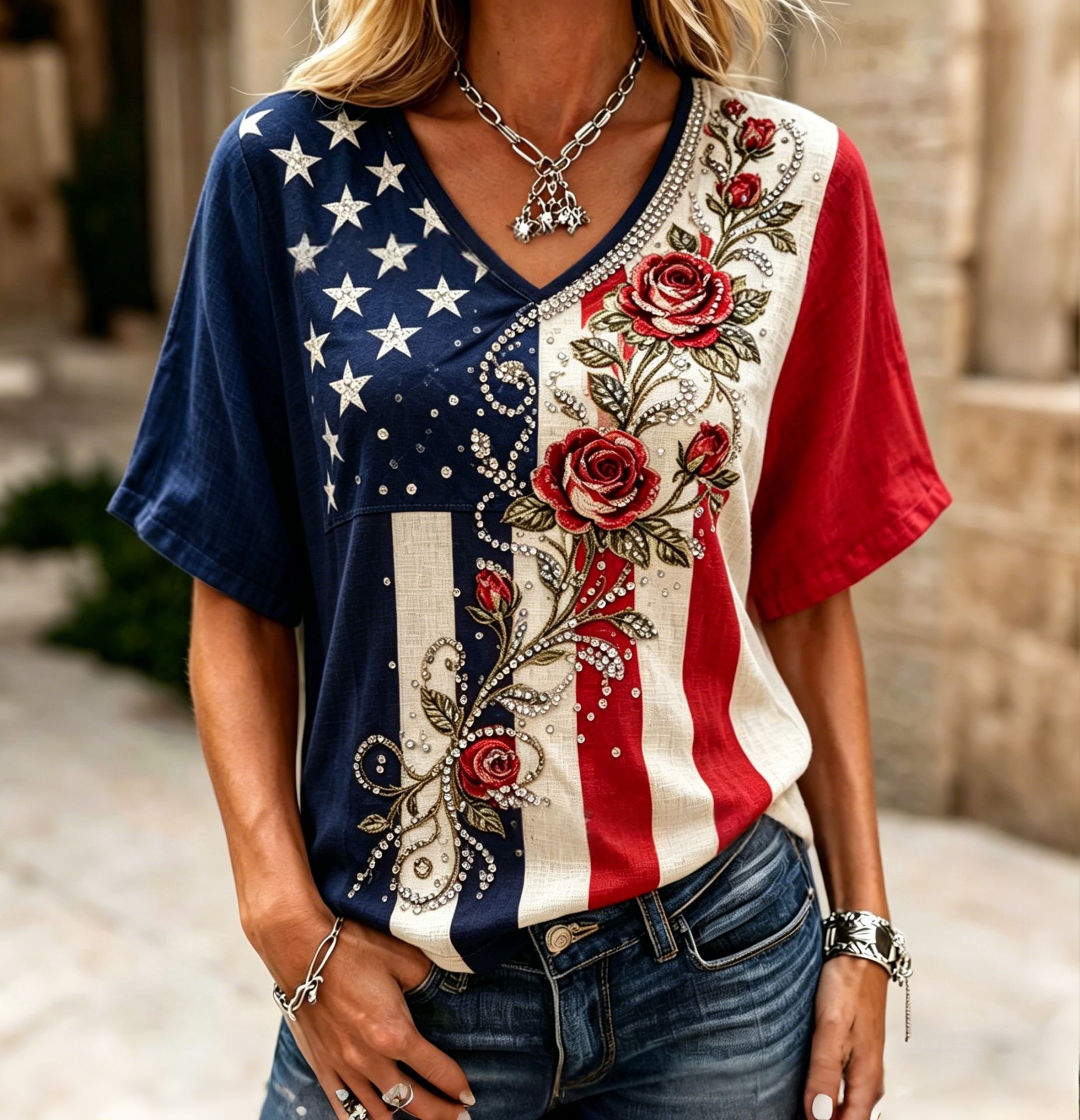 Printed Short-sleeve T-shirt Fashionable Top