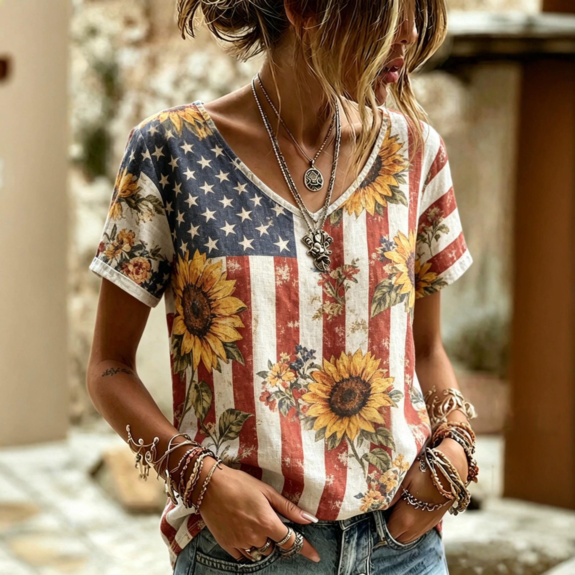 Printed Short-sleeve T-shirt Fashionable Top