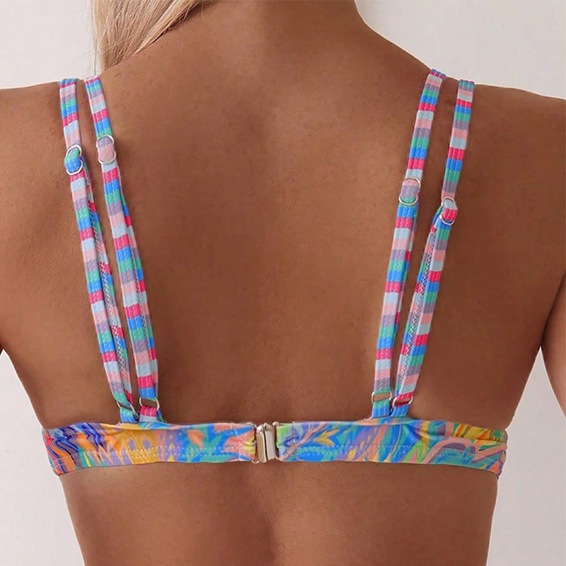 Printed-strap Sexy Bikini Beach And Hot Spring Swimsuit