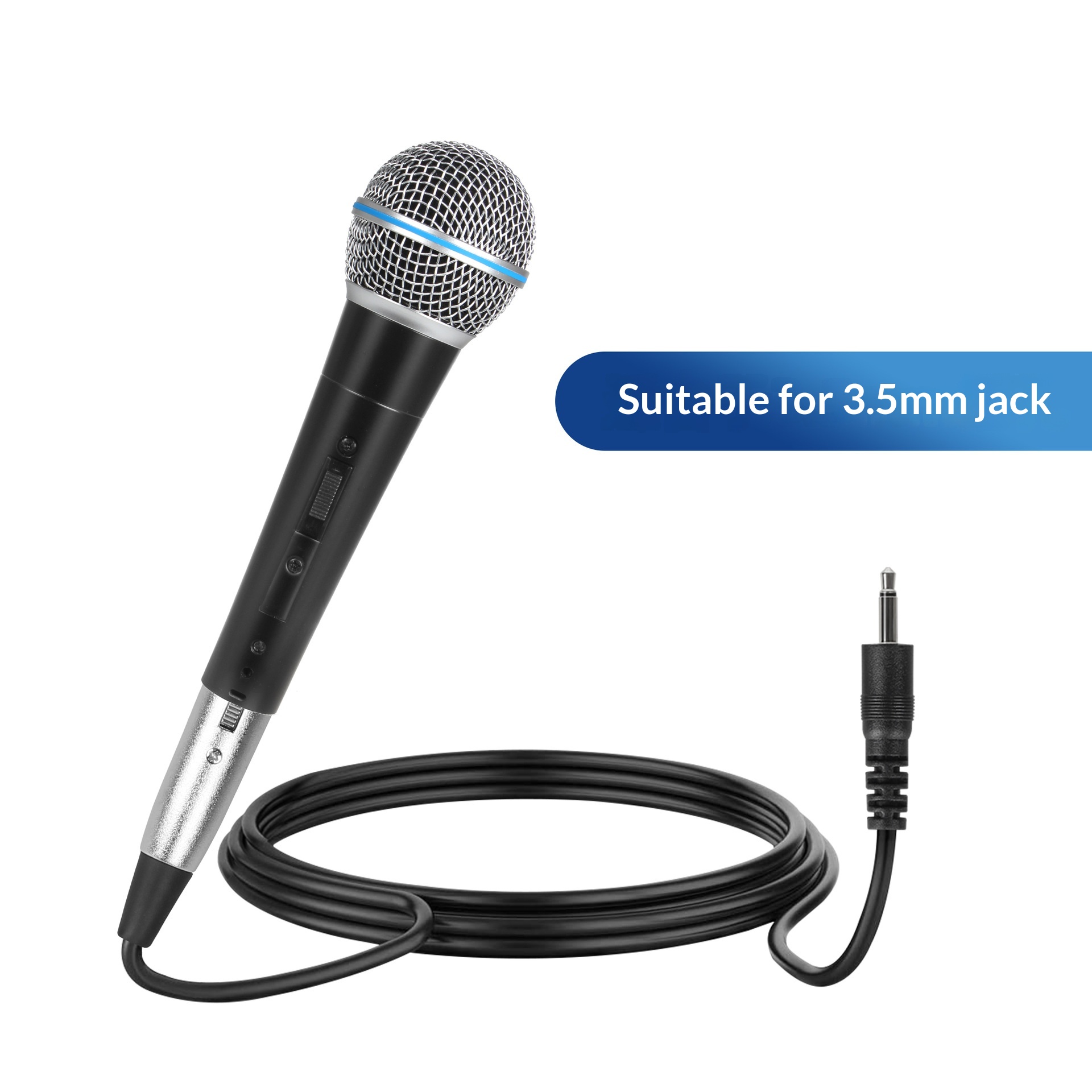 Professionelles Heim-Karaoke- und Bühnencomputer-Aufnahmemikrofon mit dynamischem Metallkabel