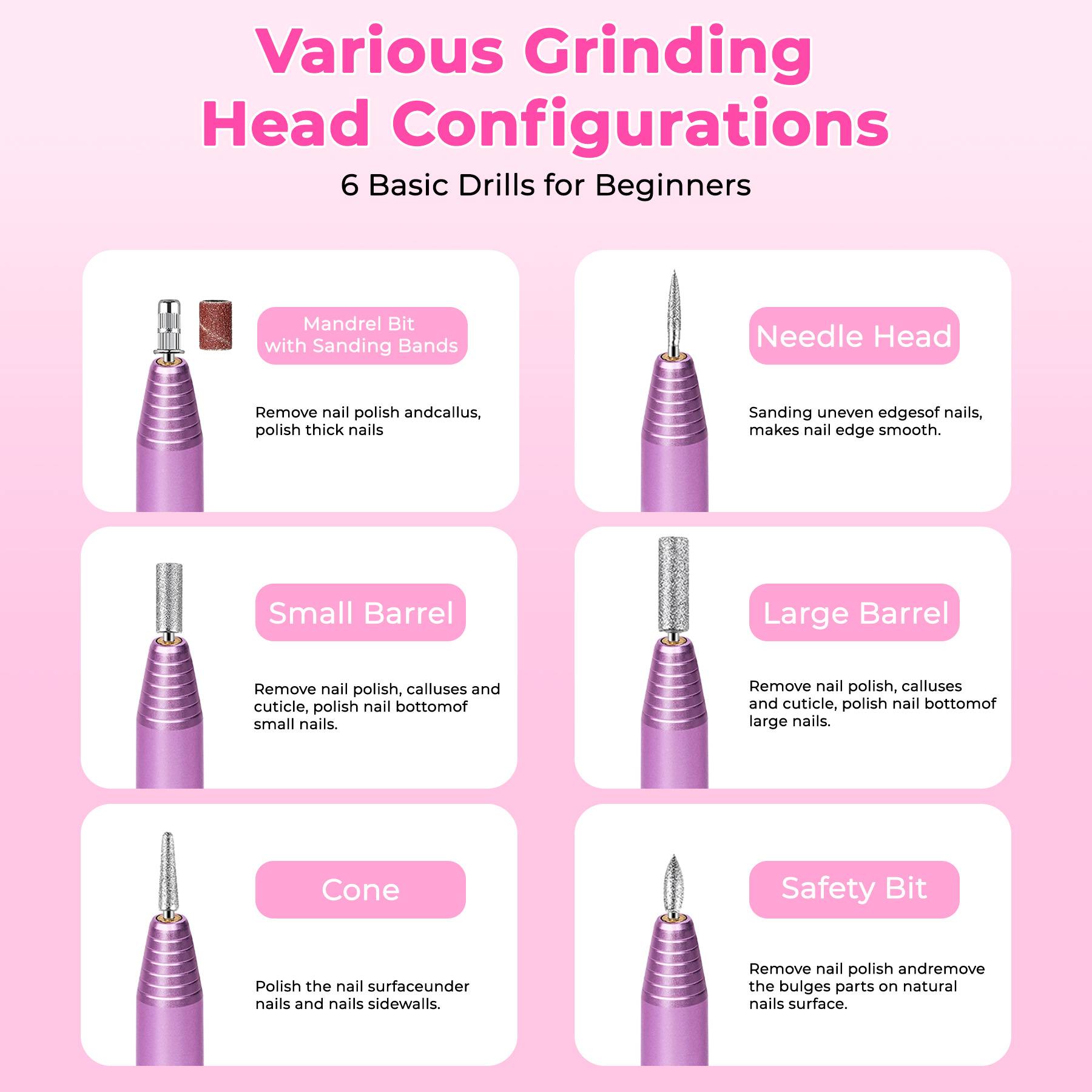 Professional Portable Electric Nail File Kit, Manicure With Nail Drill Bits