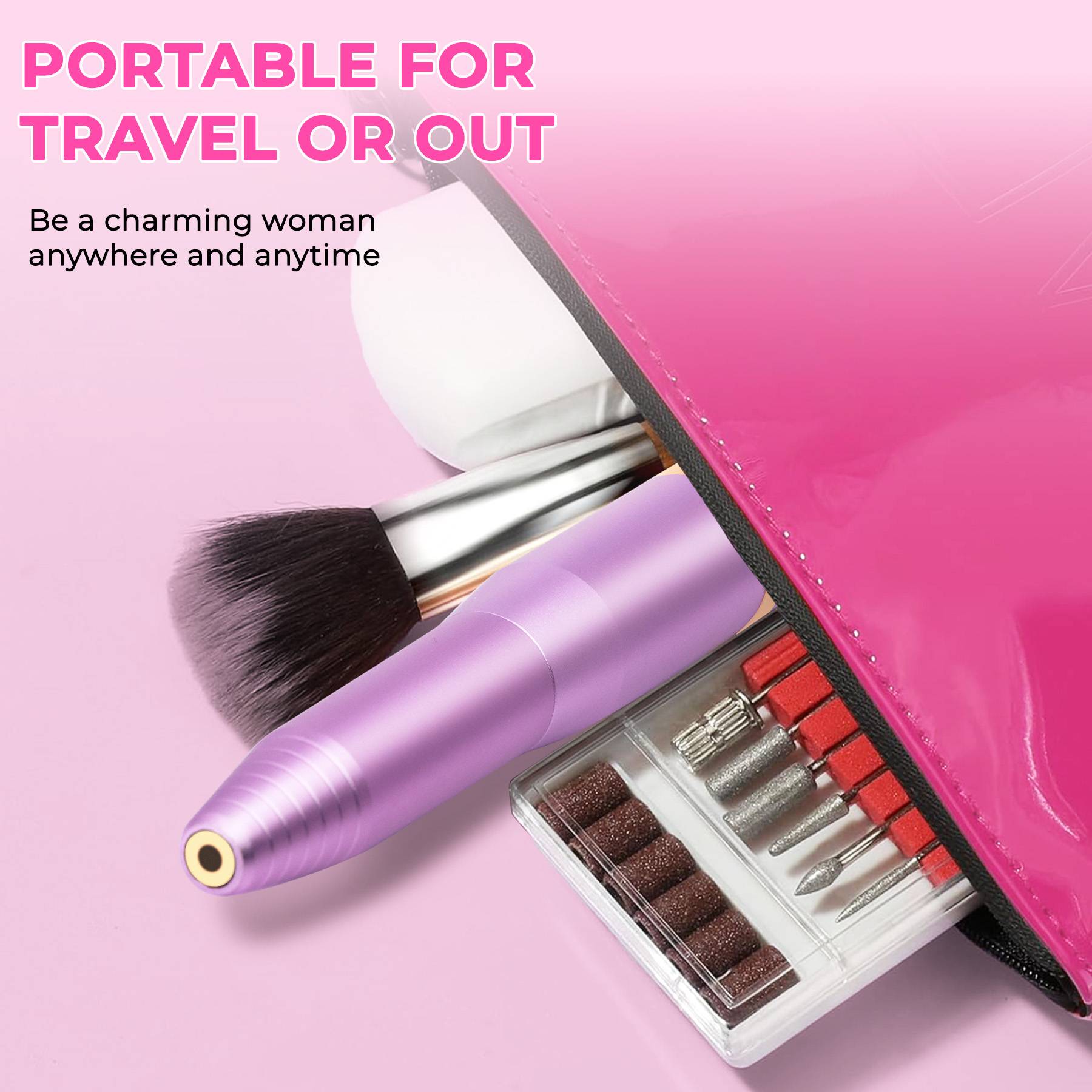 Professional Portable Electric Nail File Kit, Manicure With Nail Drill Bits