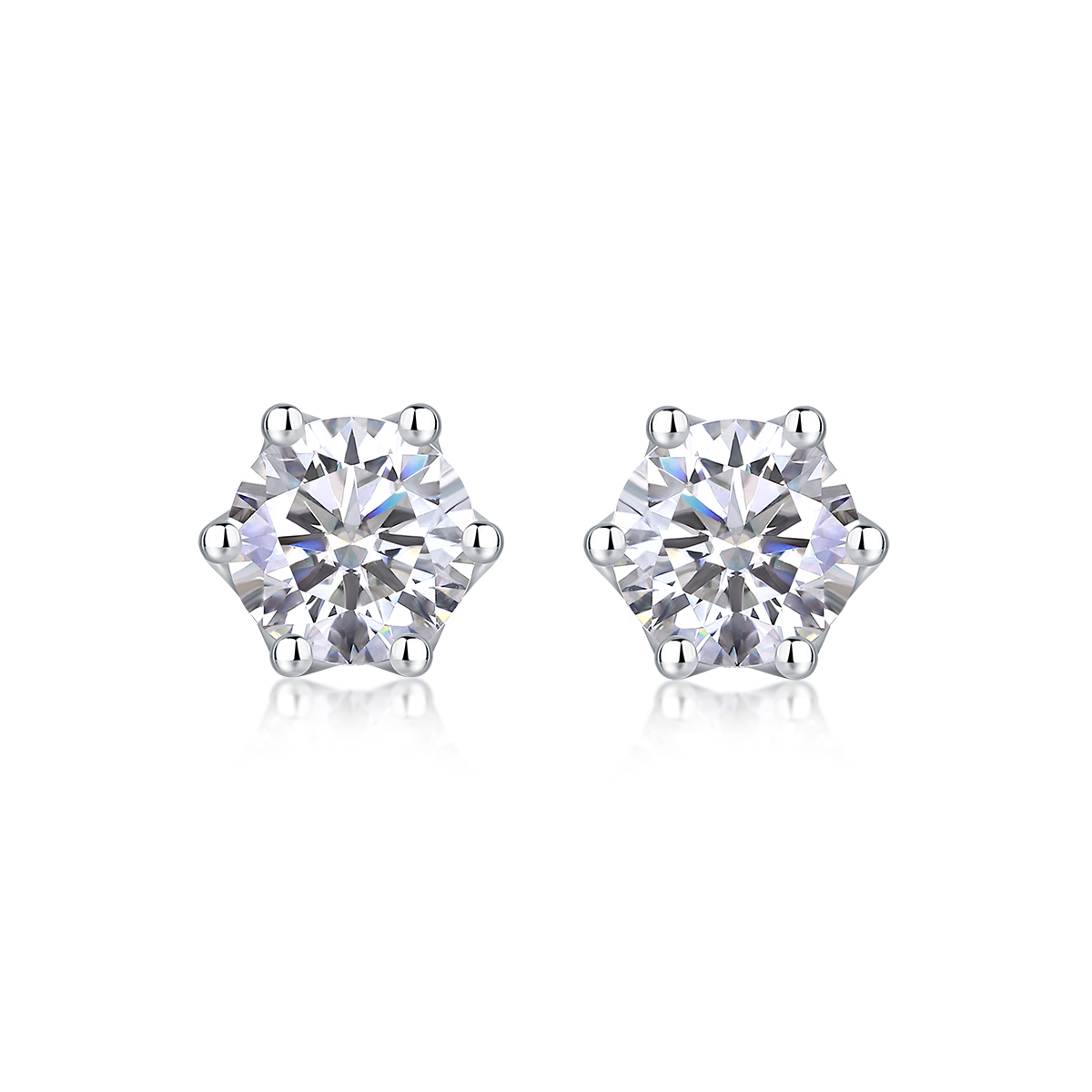 Prosperity - Earrings Set With Top-quality Moissanite Silver And Platinum-plated Stud