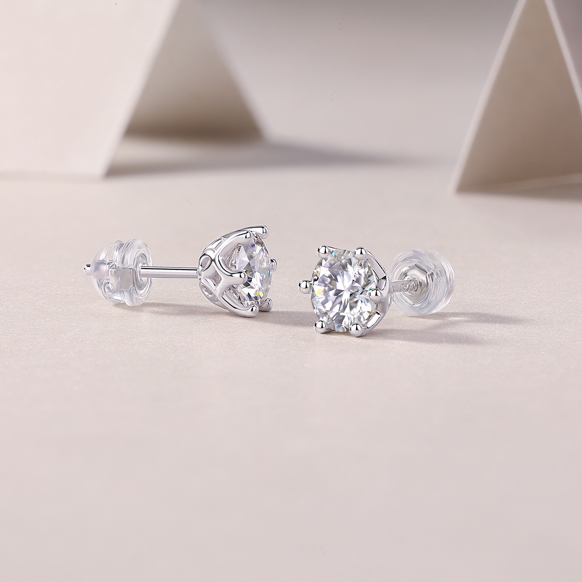 Prosperity - Earrings Set With Top-quality Moissanite Silver And Platinum-plated Stud