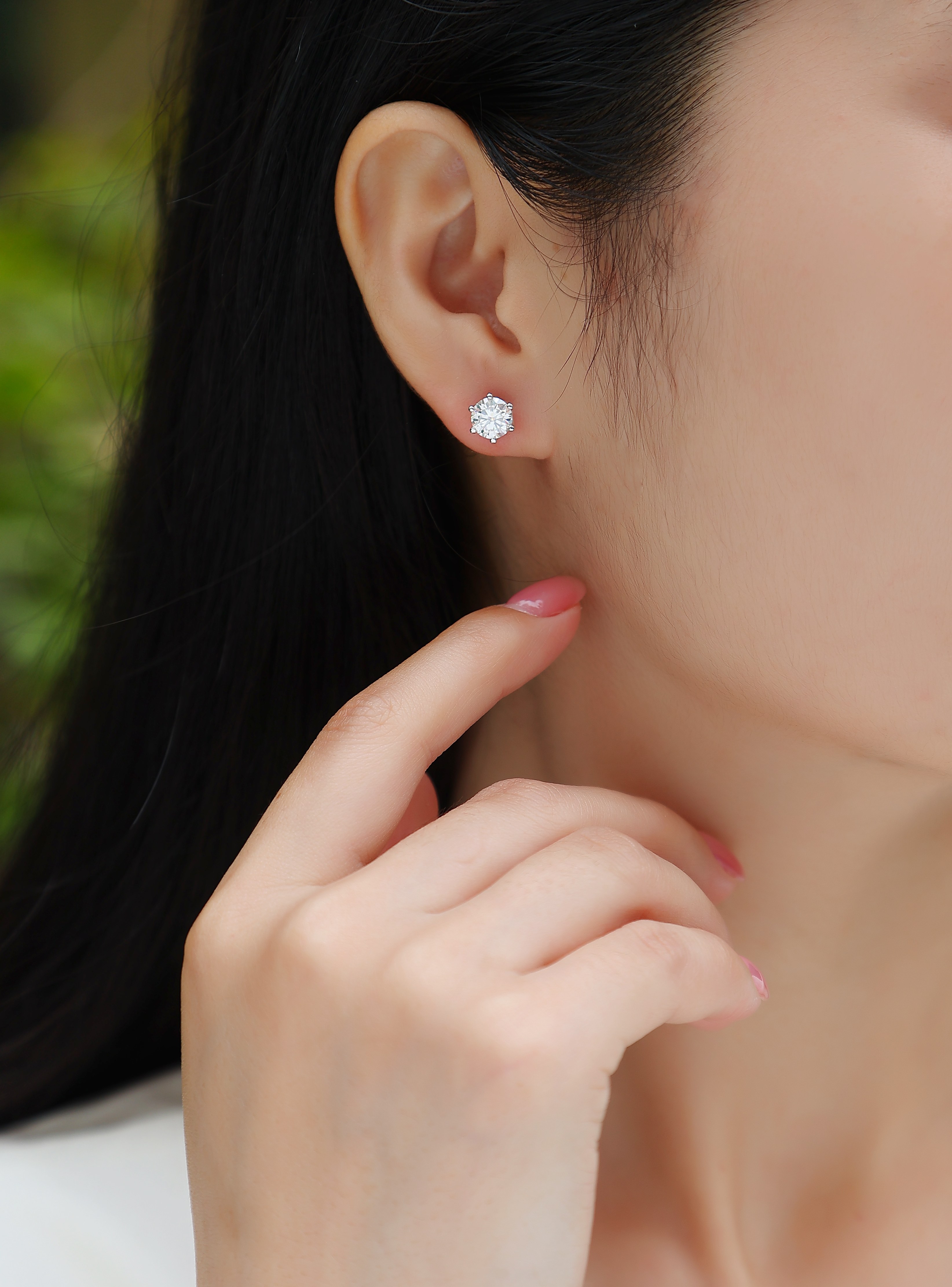 Prosperity - Earrings Set With Top-quality Moissanite Silver And Platinum-plated Stud