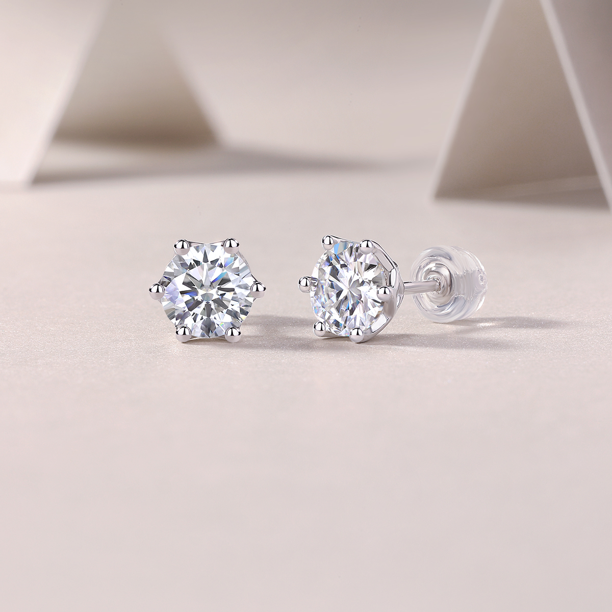 Prosperity - Earrings Set With Top-quality Moissanite Silver And Platinum-plated Stud