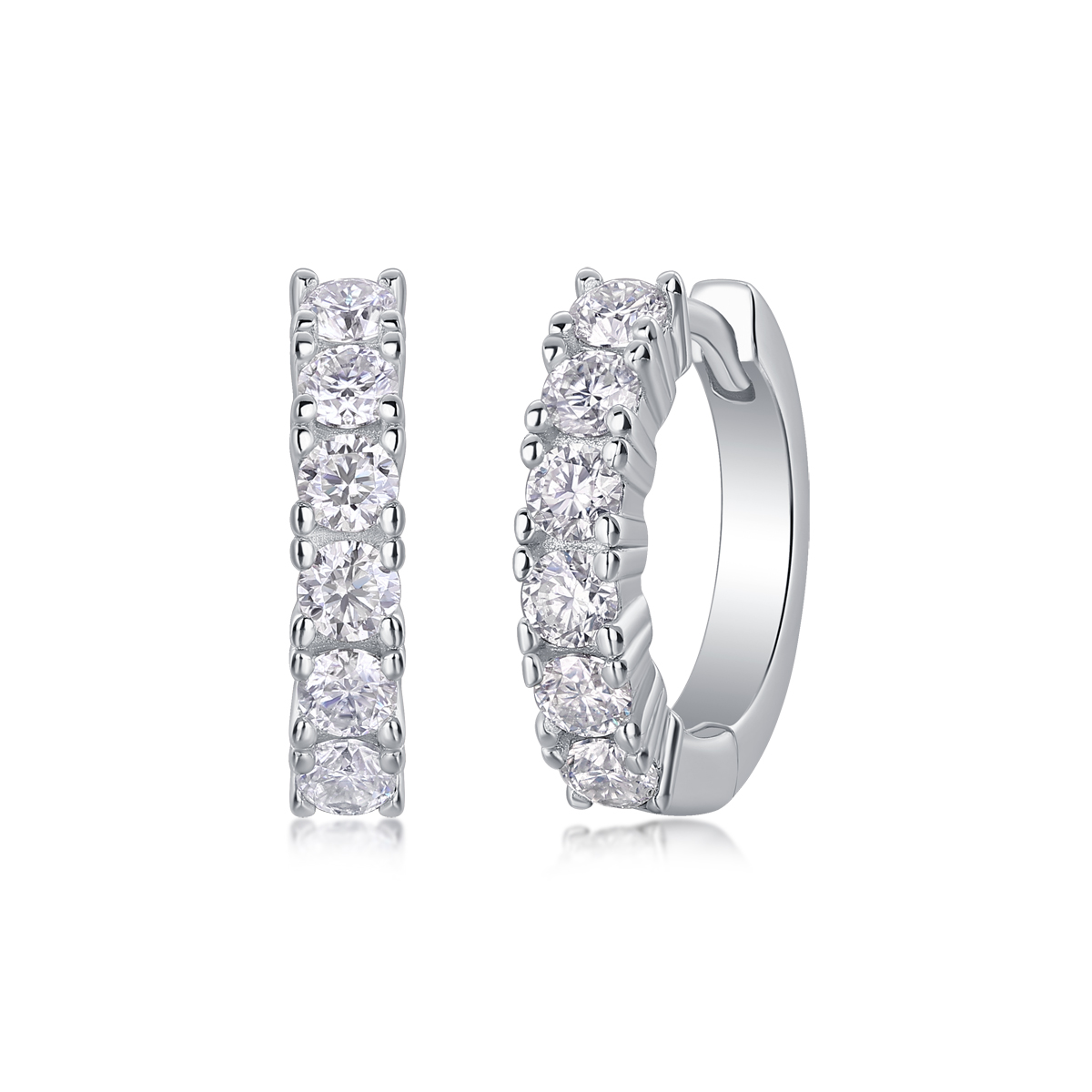Pursuit: orecchini a bottone in argento Moissanite e placcati platino di alta qualità, alla moda