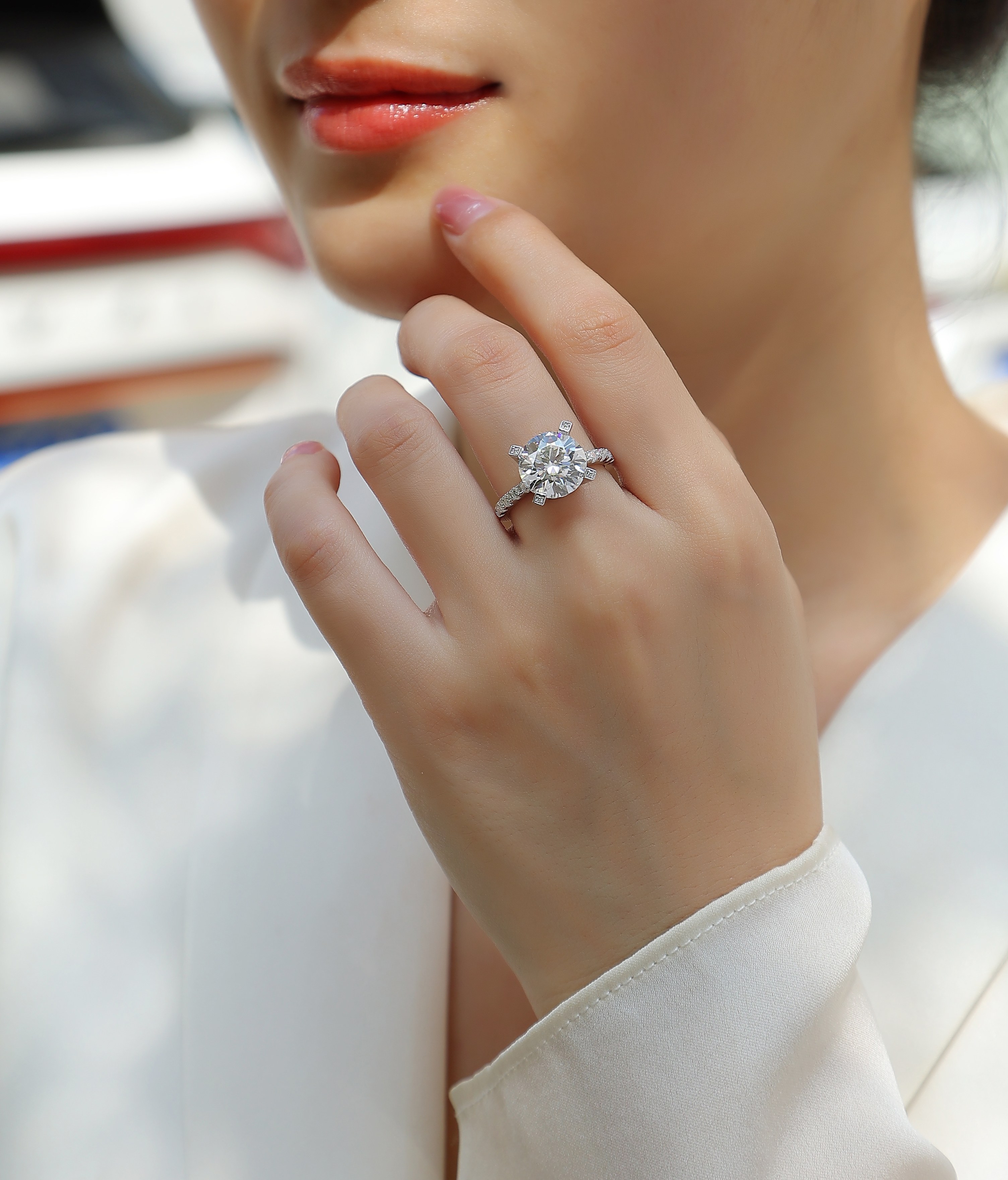 Radiant - Set With 5-carat Top-quality Moissan Silver And Gold-plated Diamond Wedding