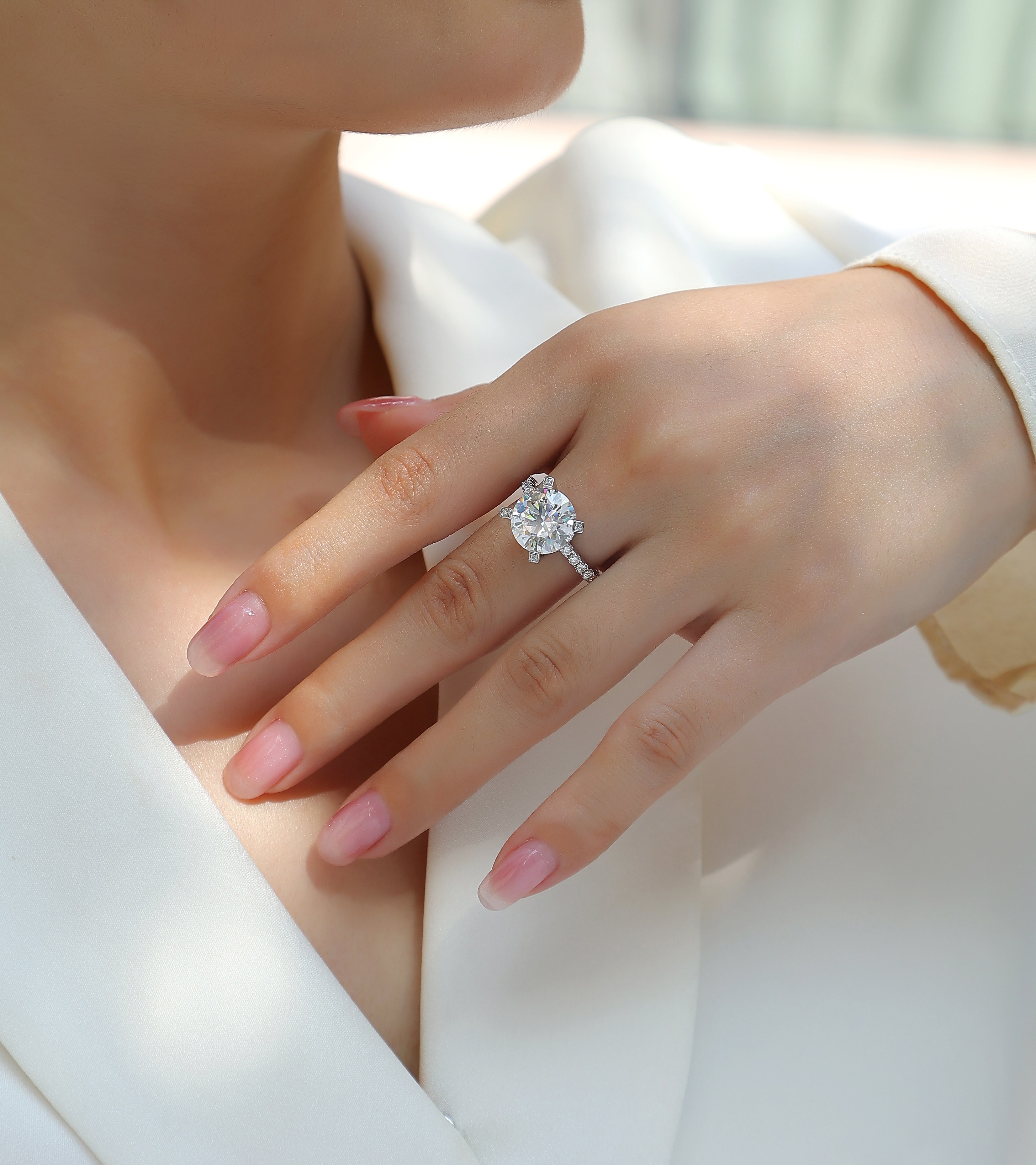Radiant - Set With 5-carat Top-quality Moissan Silver And Gold-plated Diamond Wedding