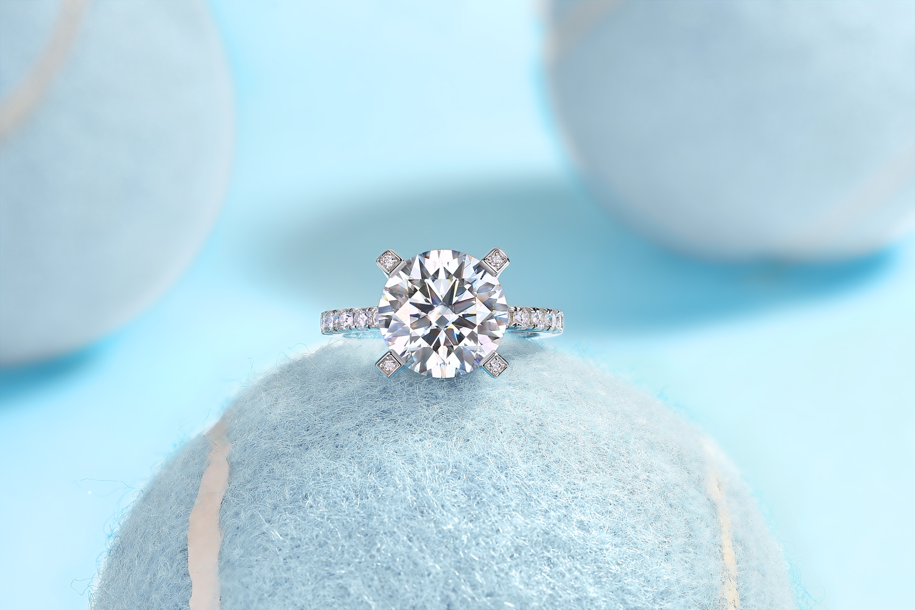 Radiant - Set With 5-carat Top-quality Moissan Silver And Gold-plated Diamond Wedding