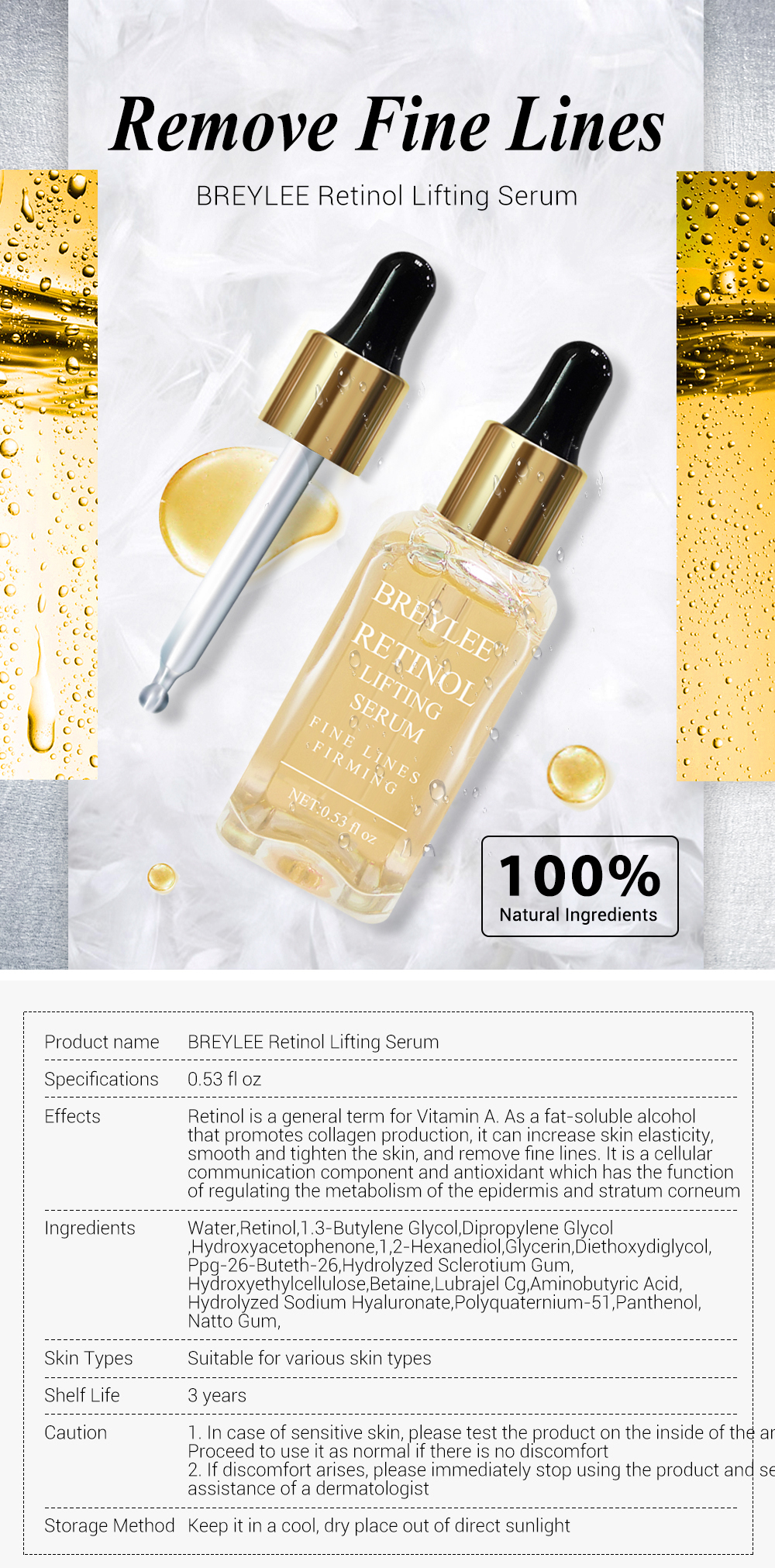Retinol Lifting Firming Face Collagen Essence Serum