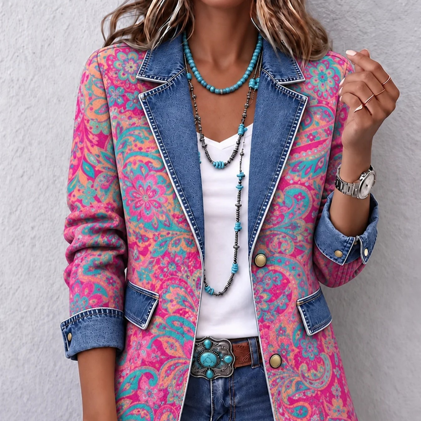 Retro Casual Lapel Long-sleeve Pocket Elegant Commuter Cardigan Top