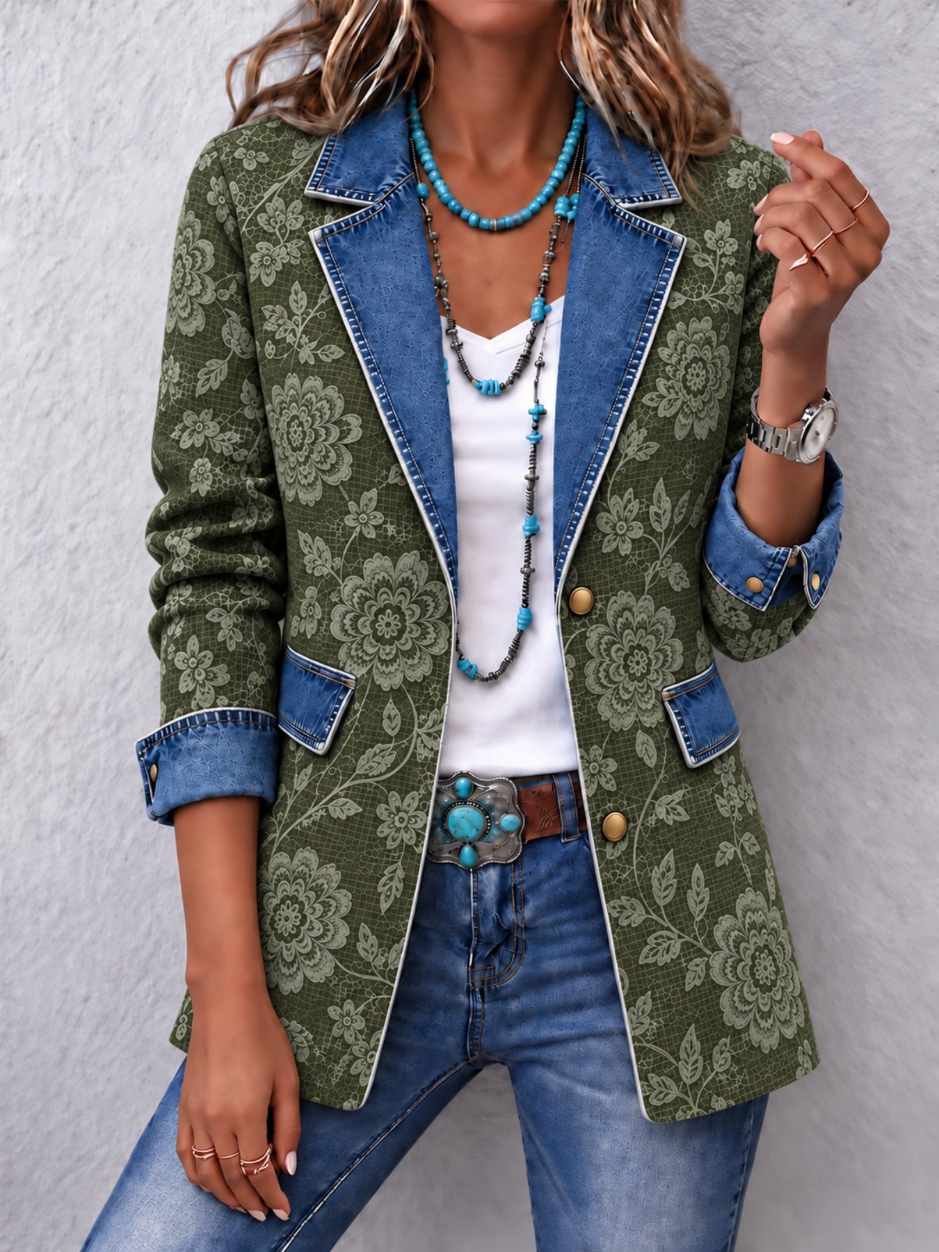 Retro Casual Lapel Long-sleeve Pocket Elegant Commuter Cardigan Top