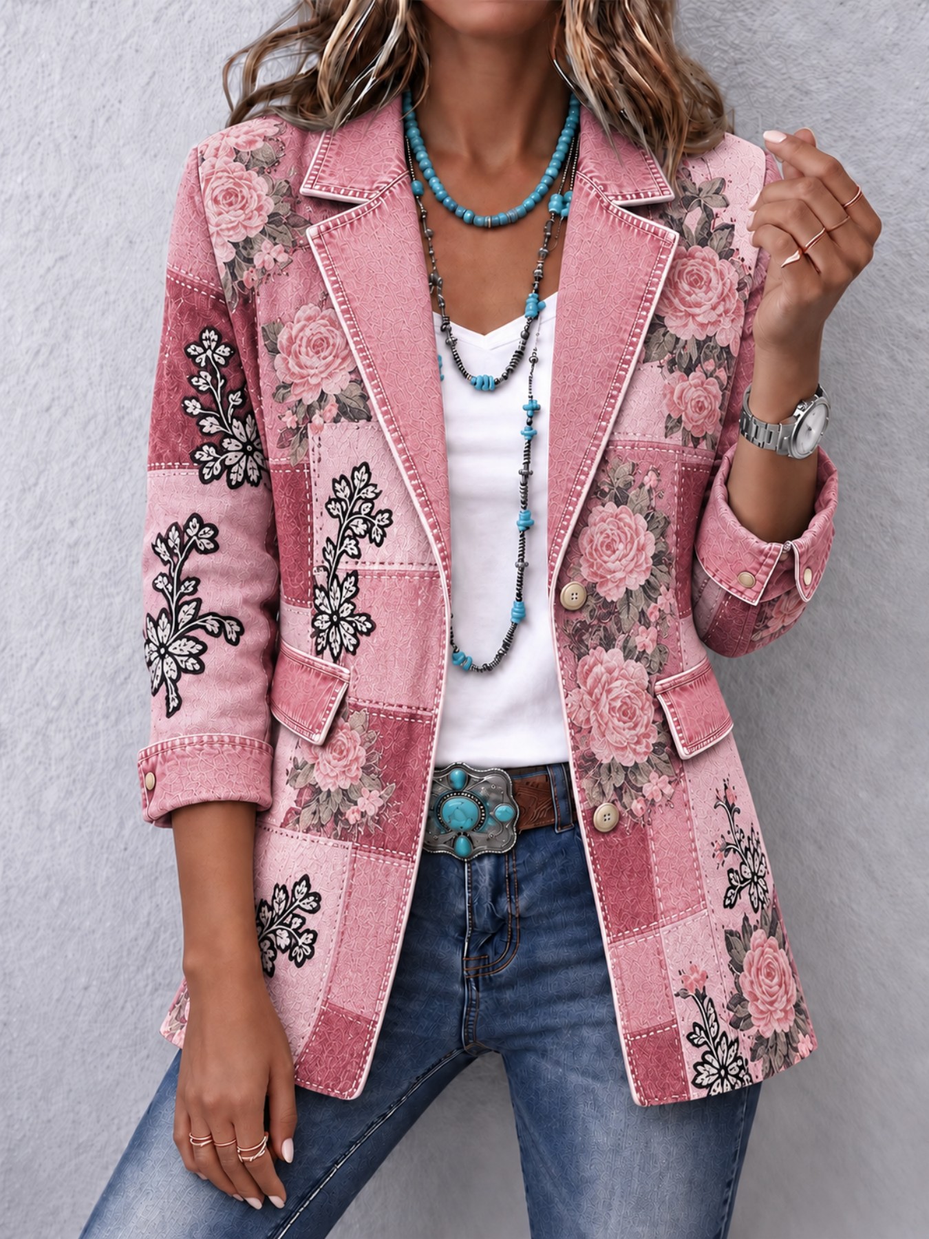 Retro Casual Lapel Long-sleeve Pocket Elegant Commuter Cardigan Top