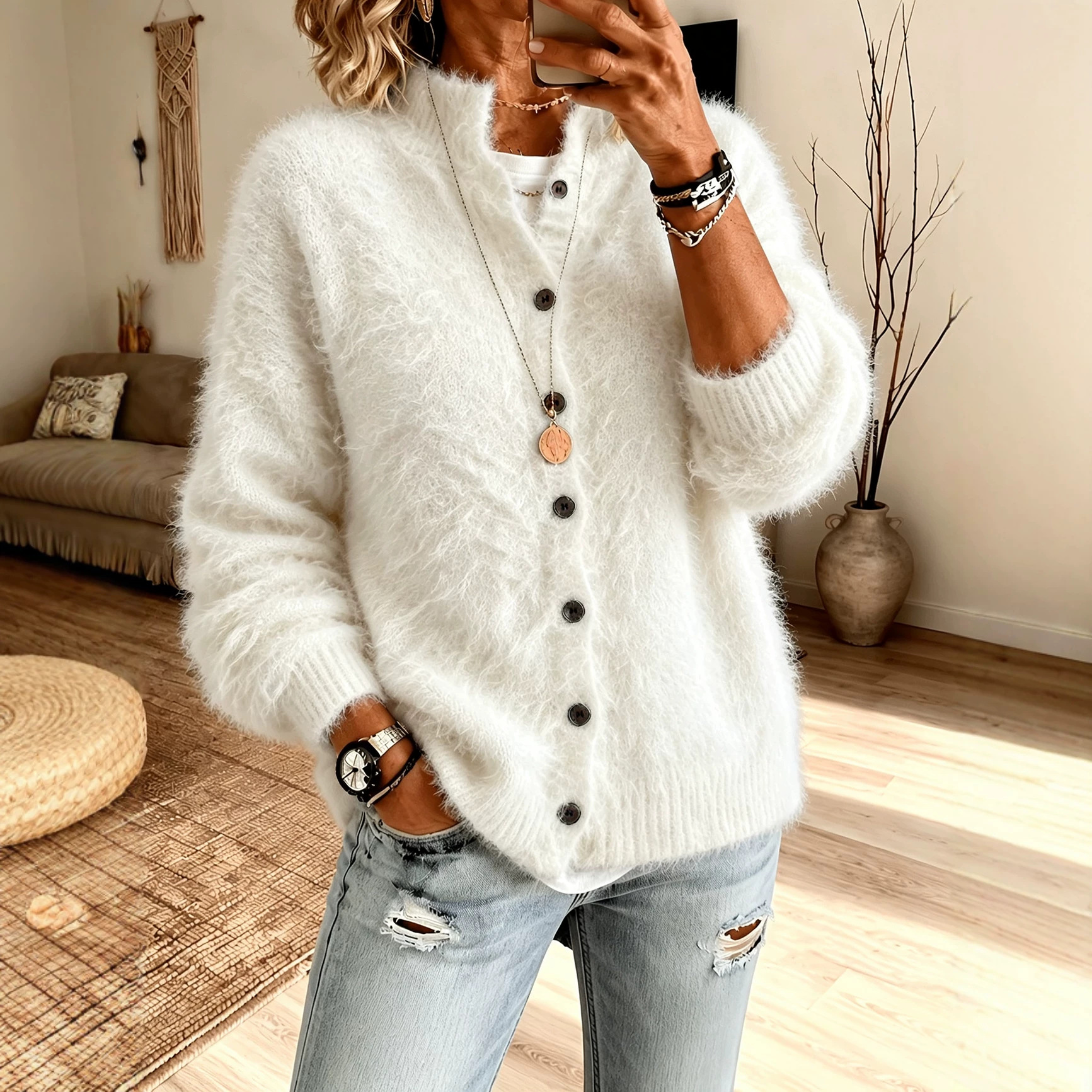 Retro Floral Lace Turtleneck Sweater Coat, New For Fallwinter